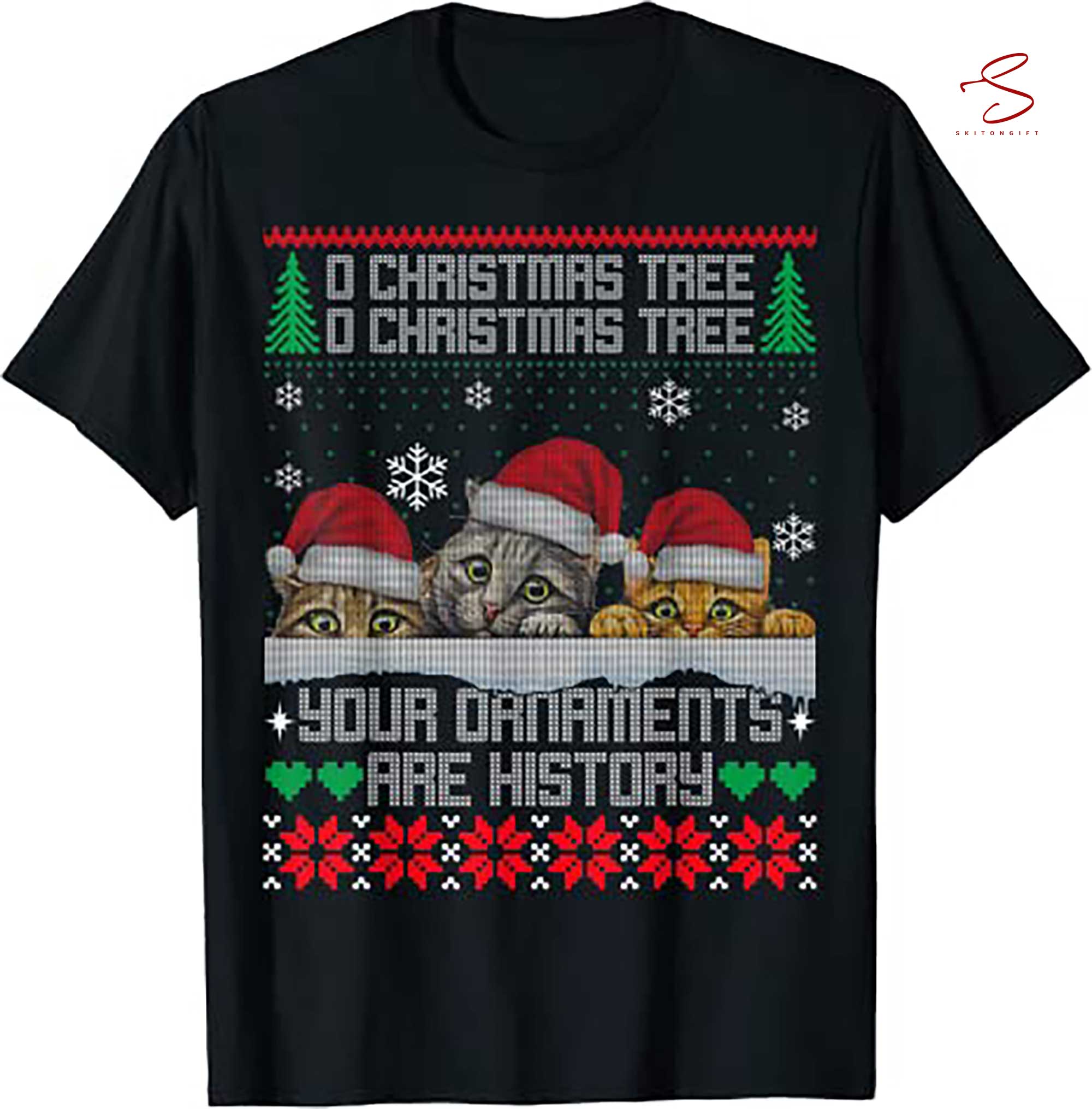 Skitongift Christmas Cat Lover Xmas Gift T Shirt