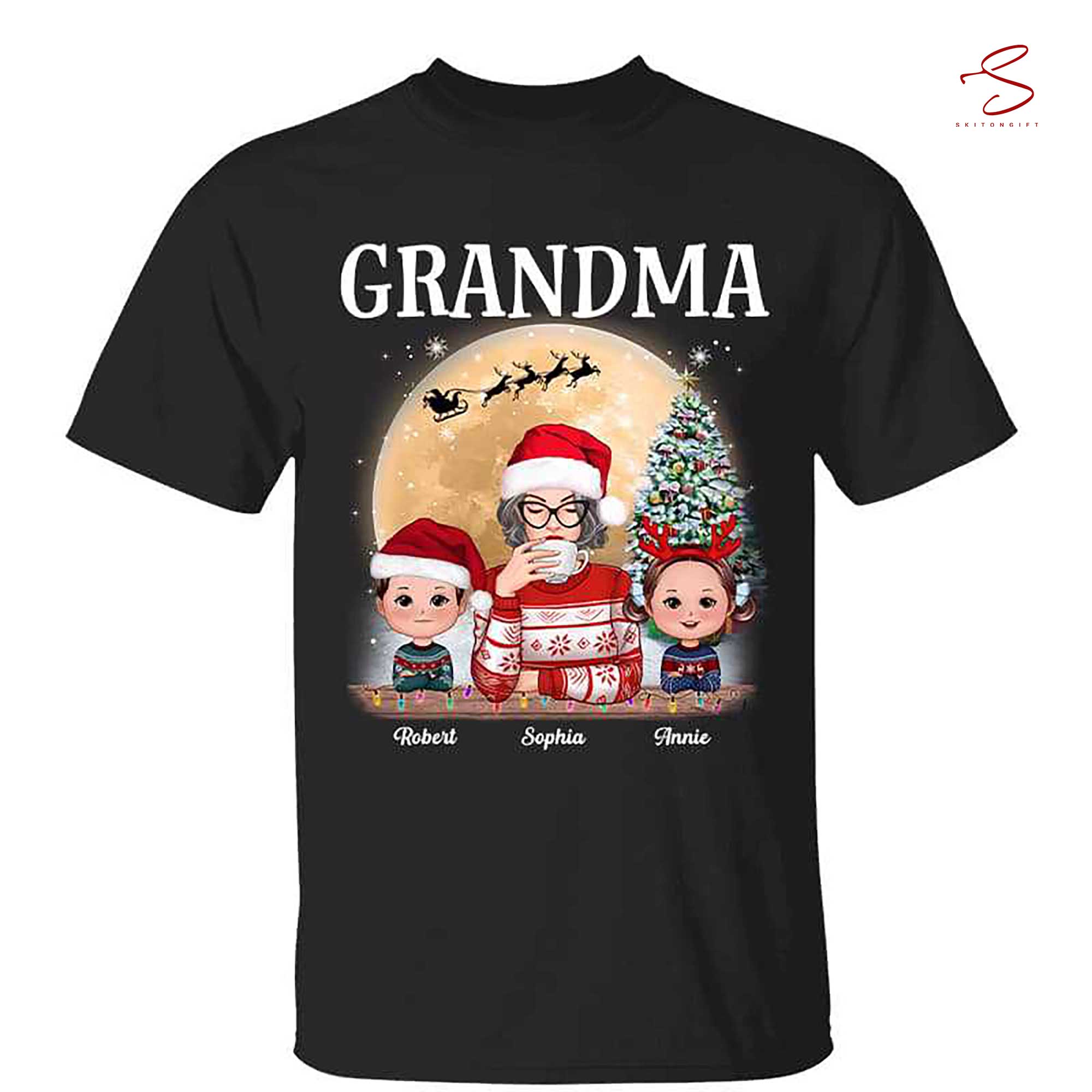 Skitongift Christmas Grandma And Grandkids Personalized Shirt