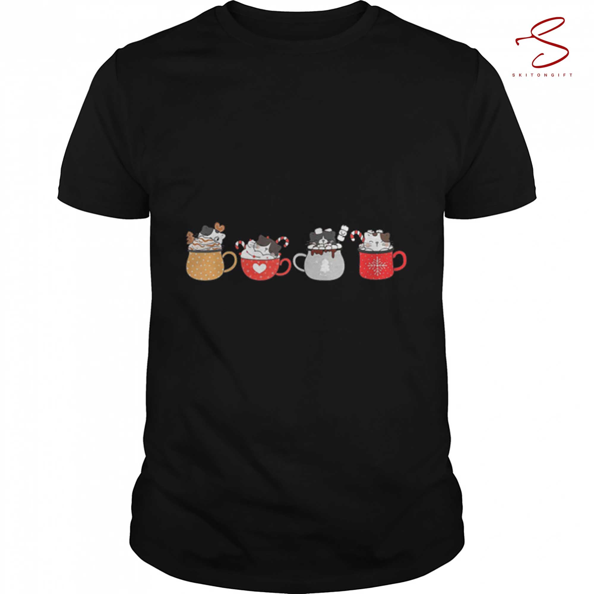 Skitongift Christmas Happy Cute Cat In Coffee Mug T Shirt