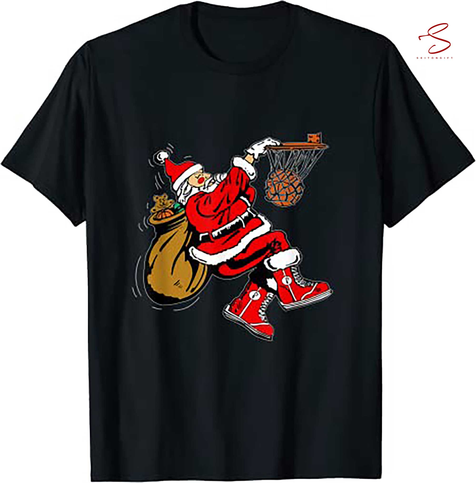 Skitongift Christmas Santa Basketball Xmas Gifts T Shirt