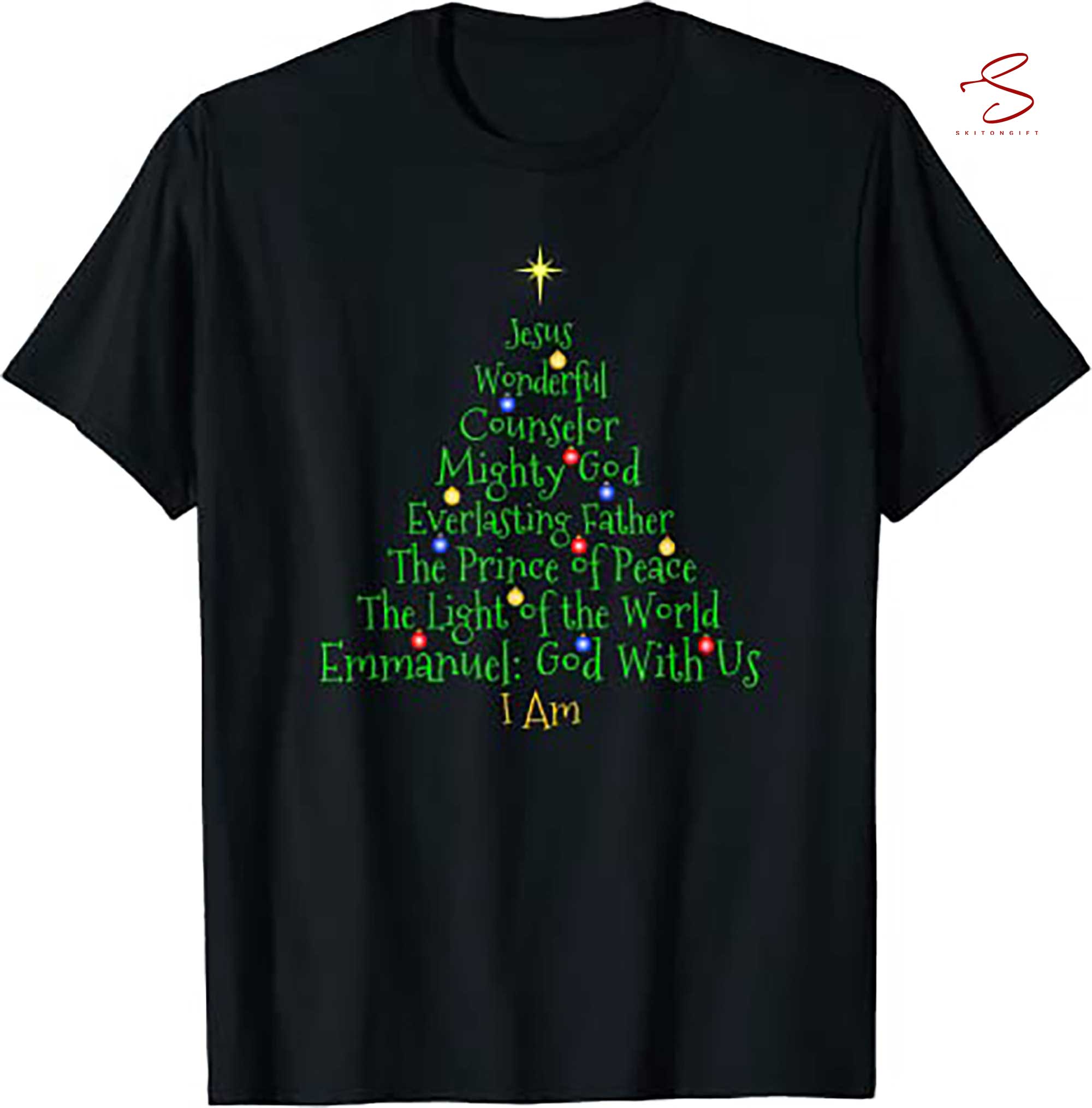 Skitongift Christmas Shirts Names Tree Shaped T Shirt