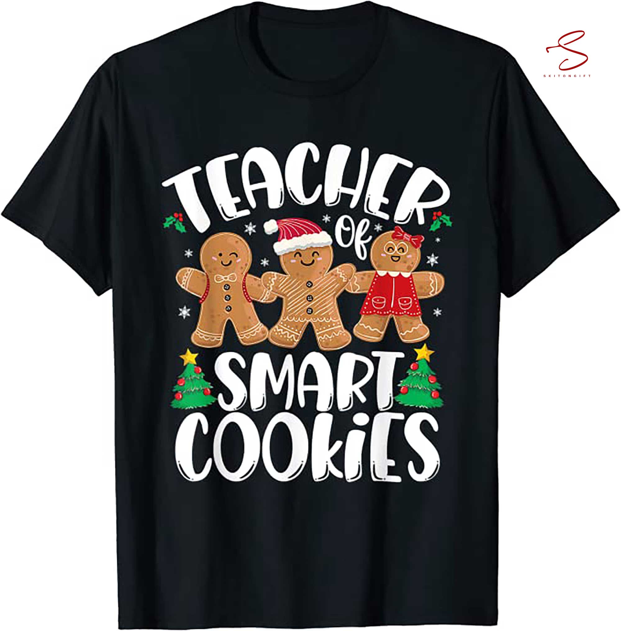 Skitongift Christmas Teacher Cute Gingerbread Cookies T Shirt