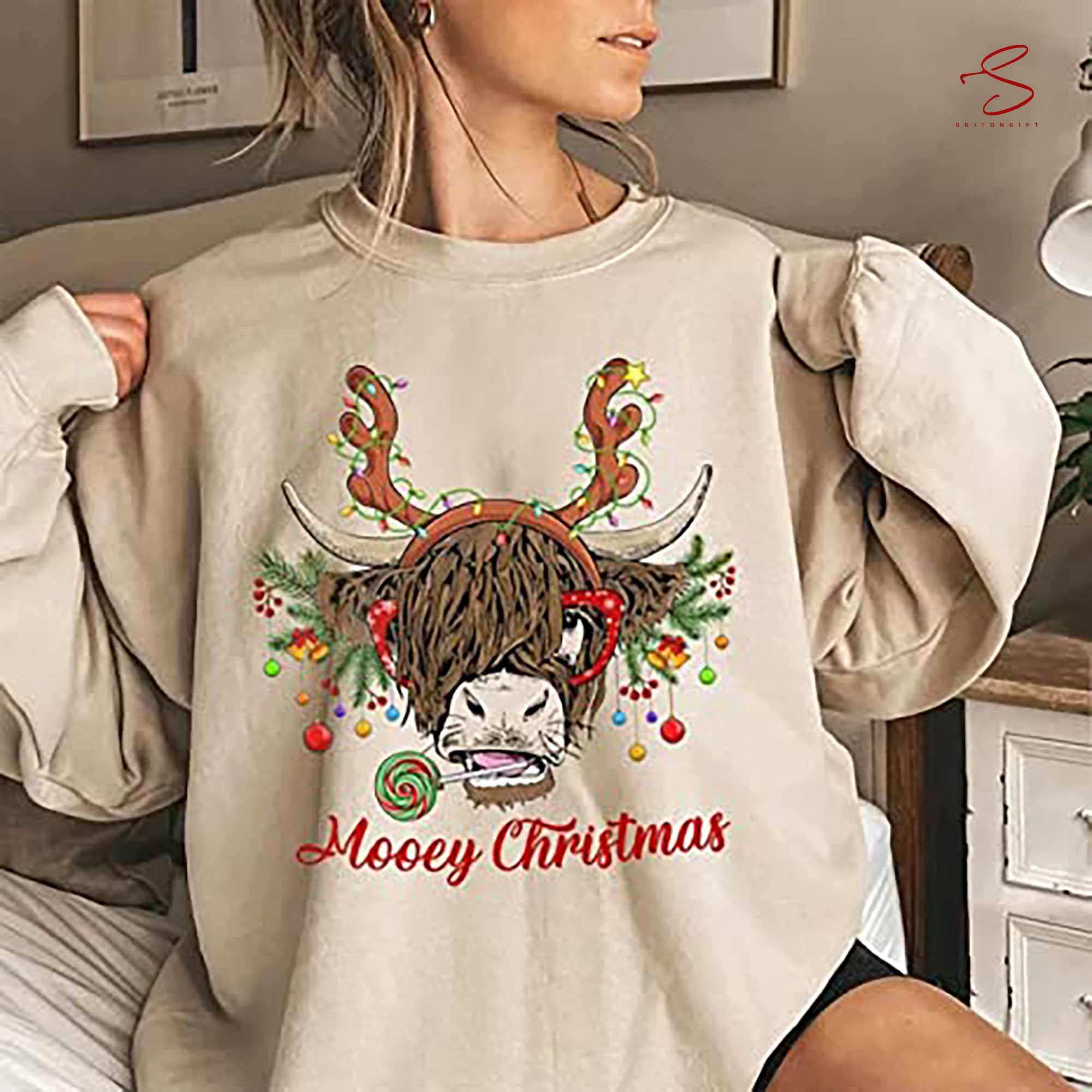 Skitongift Cow Christmas Sweater Mooey Christmas Heifer Shirt To The World Cow Reindeer Christmas Shirt Cow Print Christmas Shirt