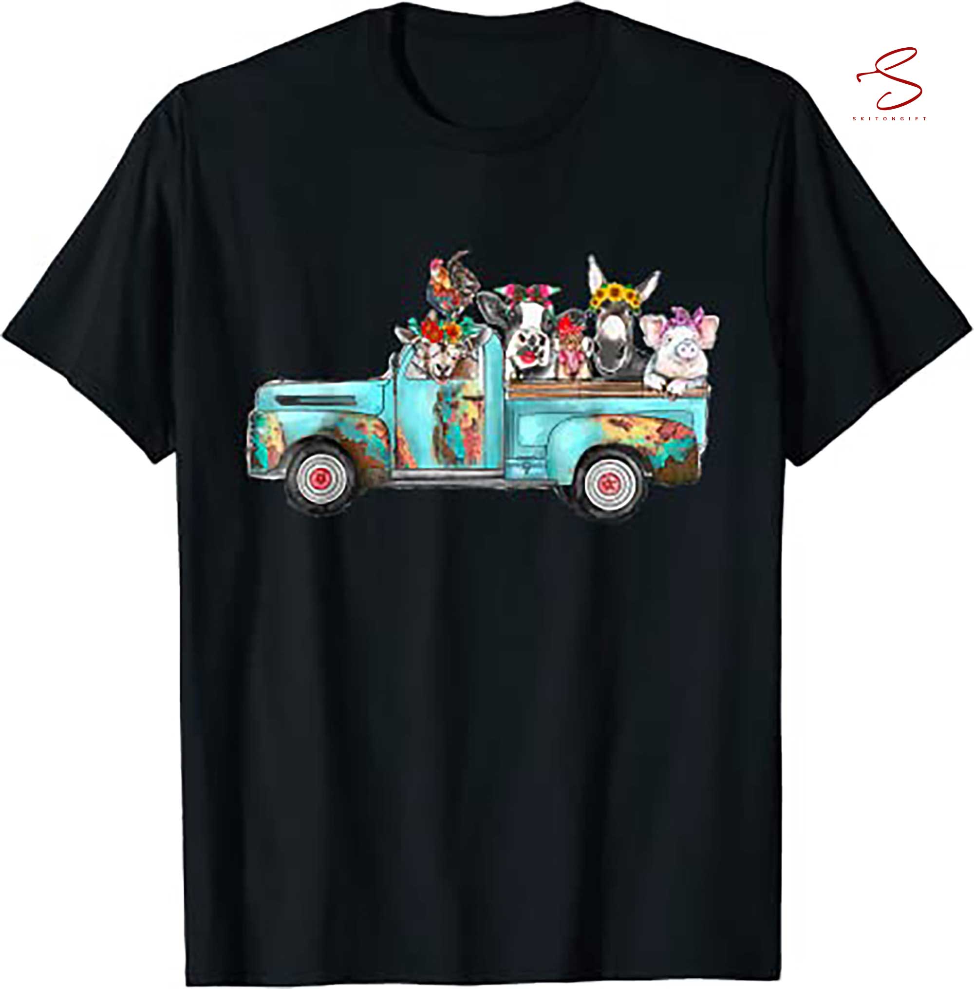 Skitongift Cute Farm Truck For Lovers Kids Boys Girls T Shirt