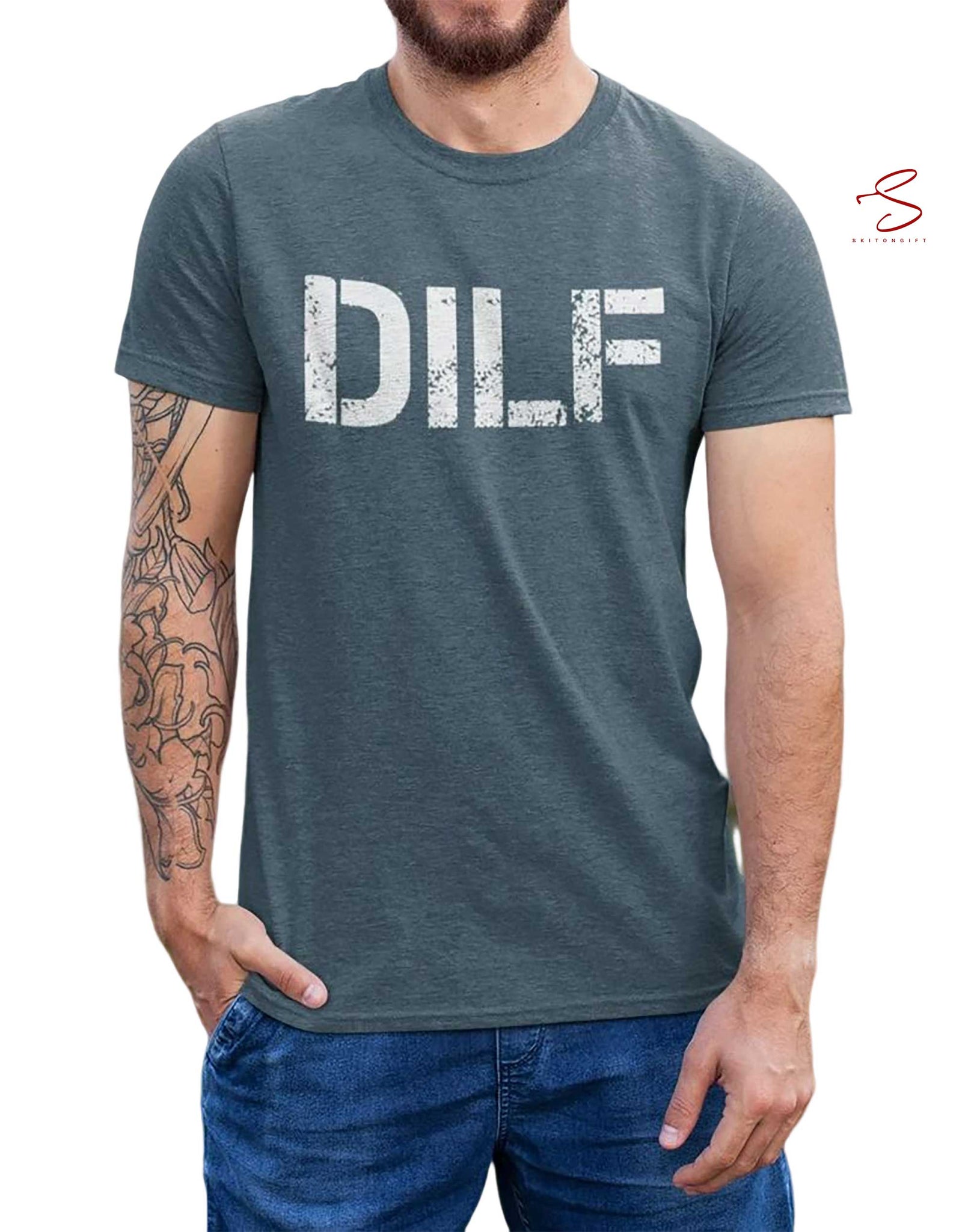 Skitongift Dilf Tshirt Funny Shirt For Him Dad Shirt Gift For Husband Shirt For Him Funny Shirts Long Sleeve Tee Hoody Hoodie