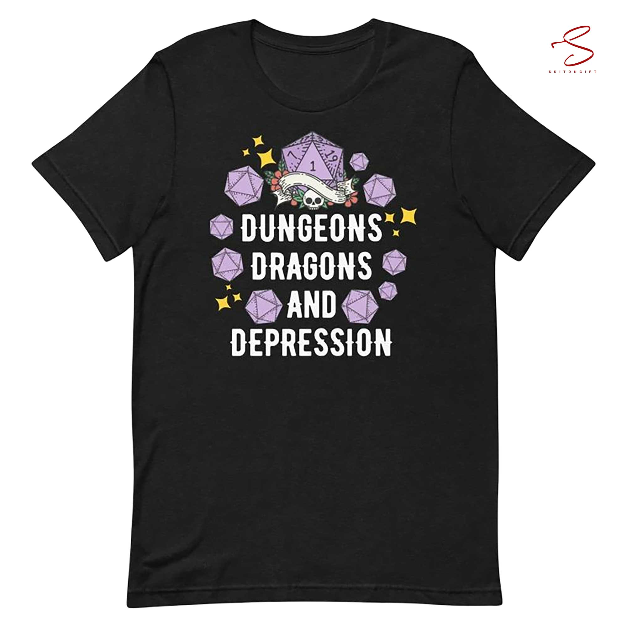 Skitongift Dnd T Shirt Dungeons Dragons And Depression Funny Tshirt Funny Shirts Long Sleeve Tee Hoody Hoodie