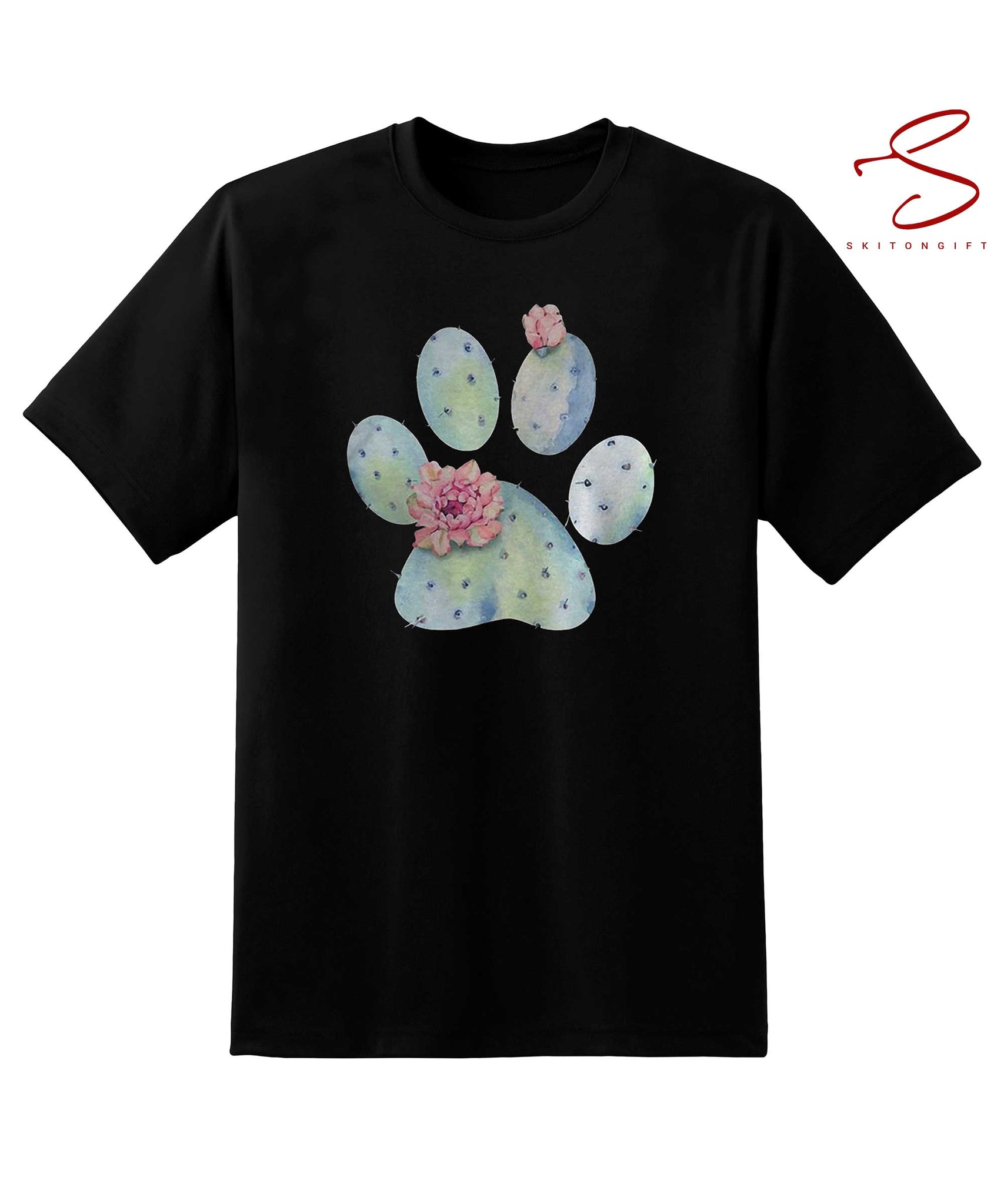 Skitongift Dog Paws Cactus And Flowers Tshirt Funny Shirts Long Sleeve Tee Hoody Hoodie heavyweight pullover hoodies Sweater