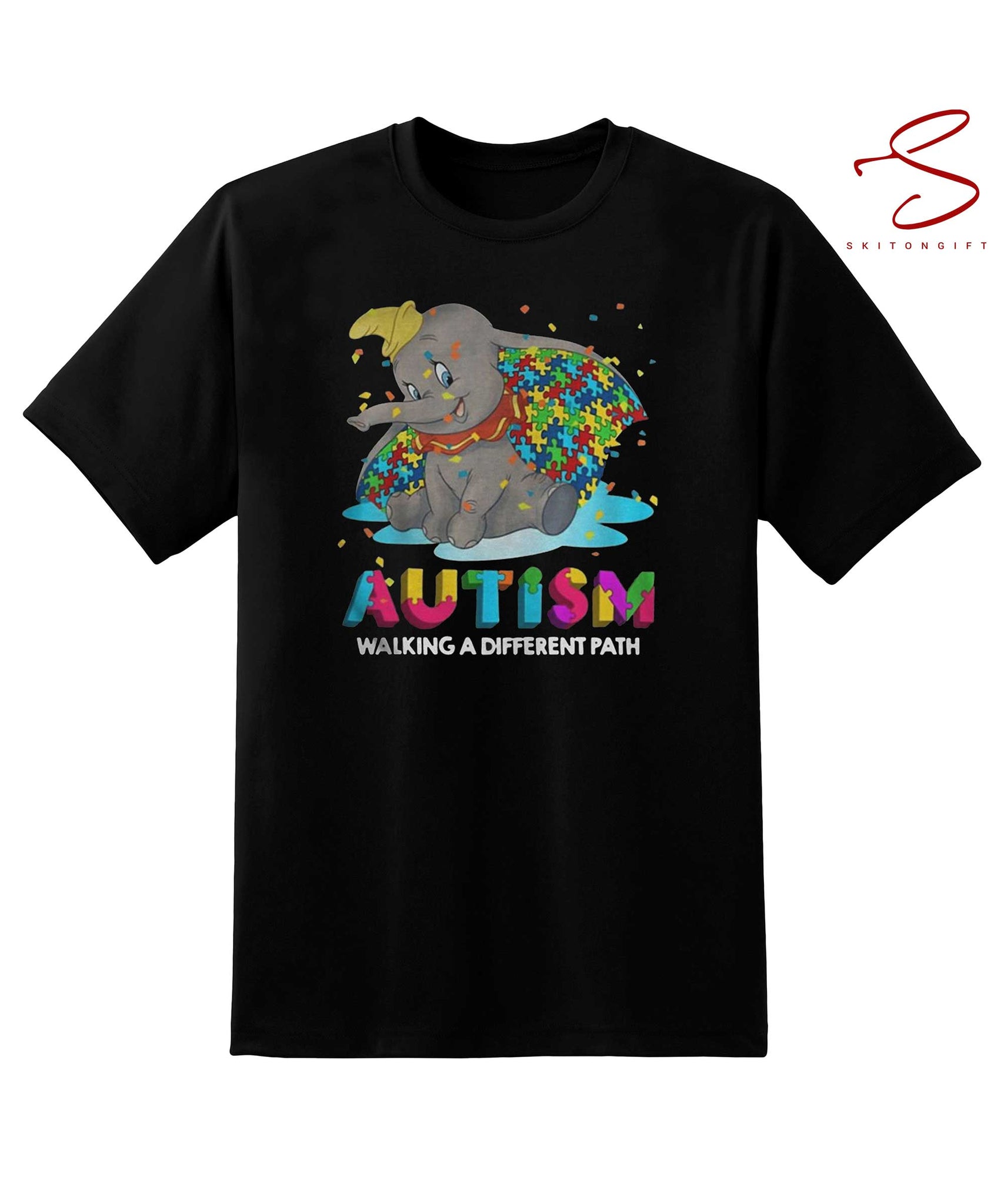 Skitongift Elephant Autism Walking A Different Path Tshirt Funny Shirts Long Sleeve Tee Hoody Hoodie heavyweight pullover hoodies Sweater