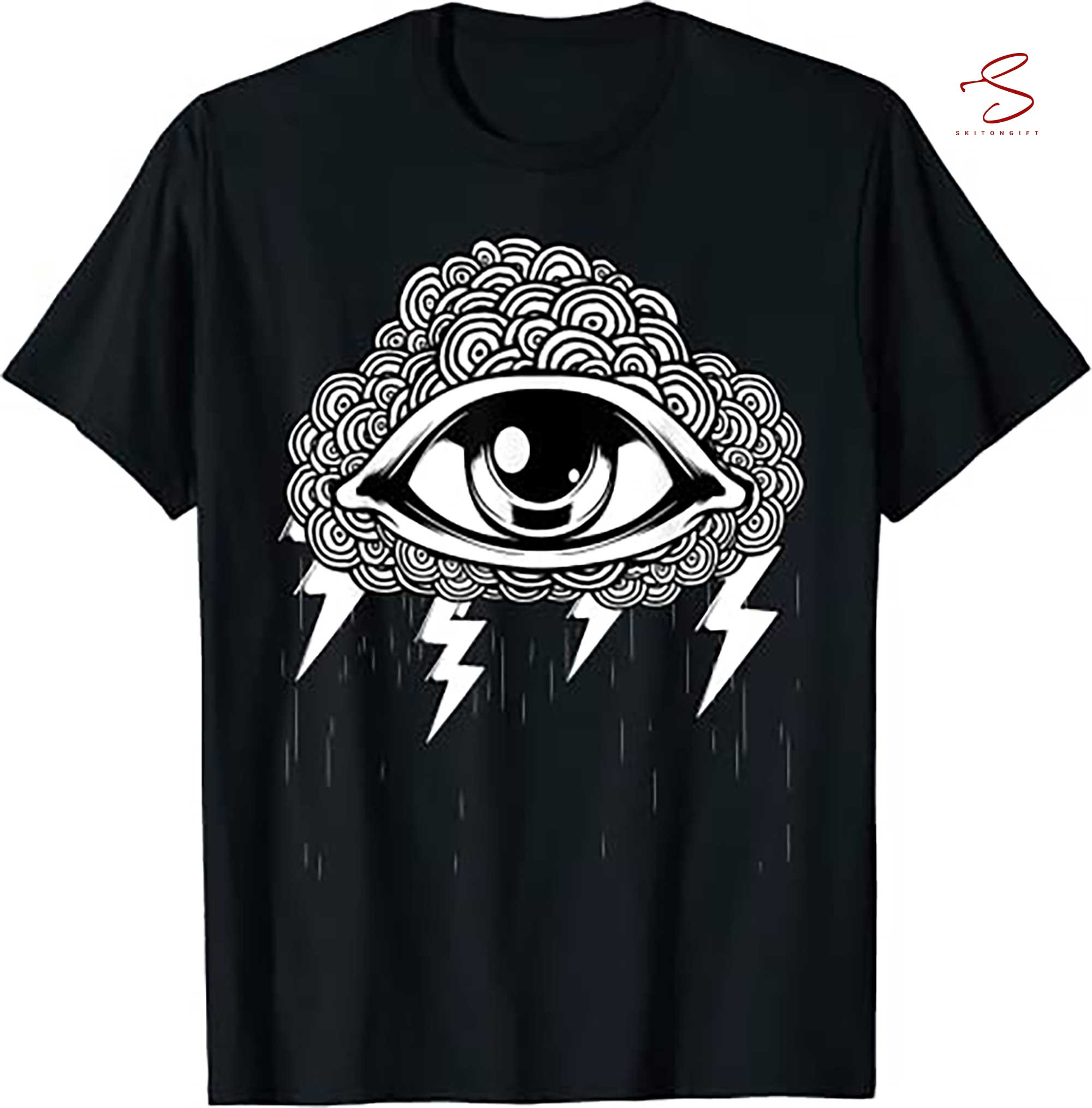 Skitongift Eye Hypnosis Sky Thunder Occult Witch Cloud T Shirt Funny Shirts Long Sleeve Tee Hoody Hoodie heavyweight pullover hoodies Sweater