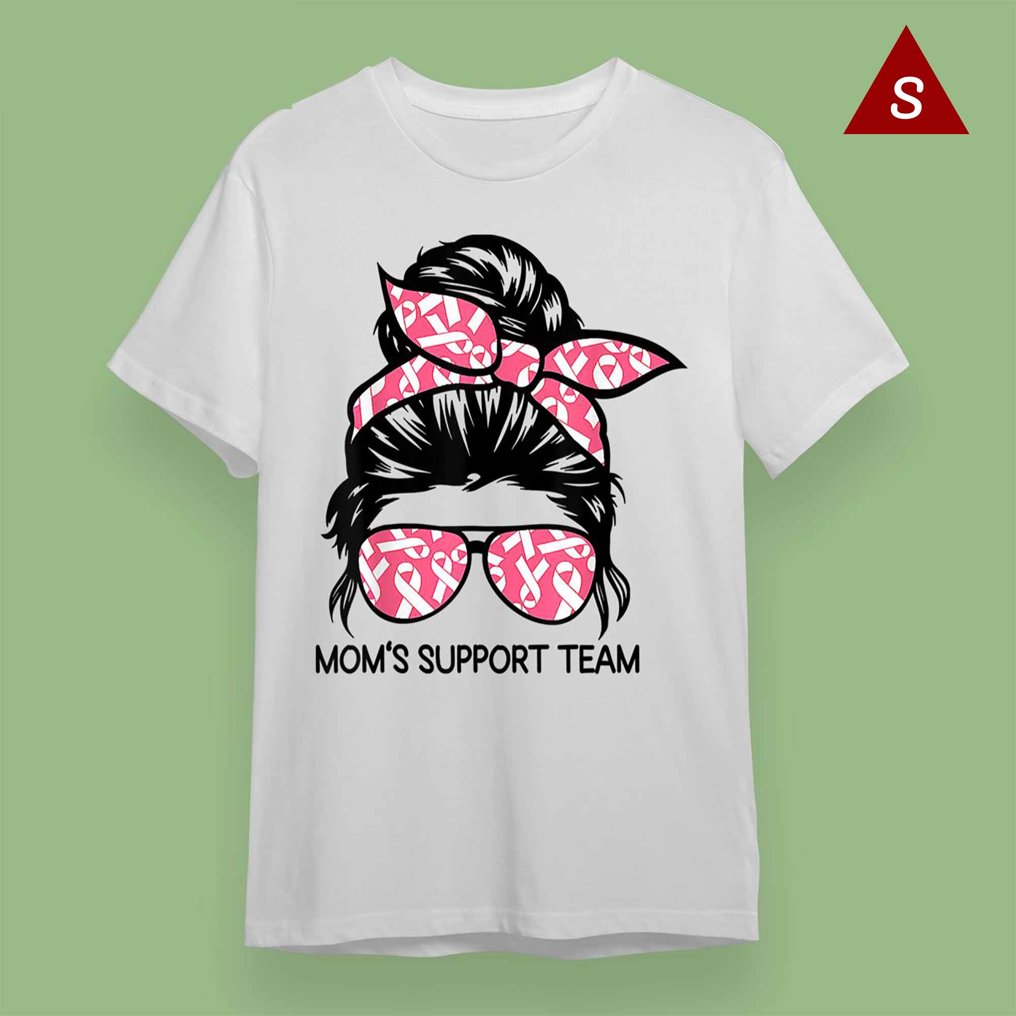 Skitongift Funny Tshirt Breast Cancer Awareness Shirts Messy Bun Moms Support Team Breast Cancer Survivor
