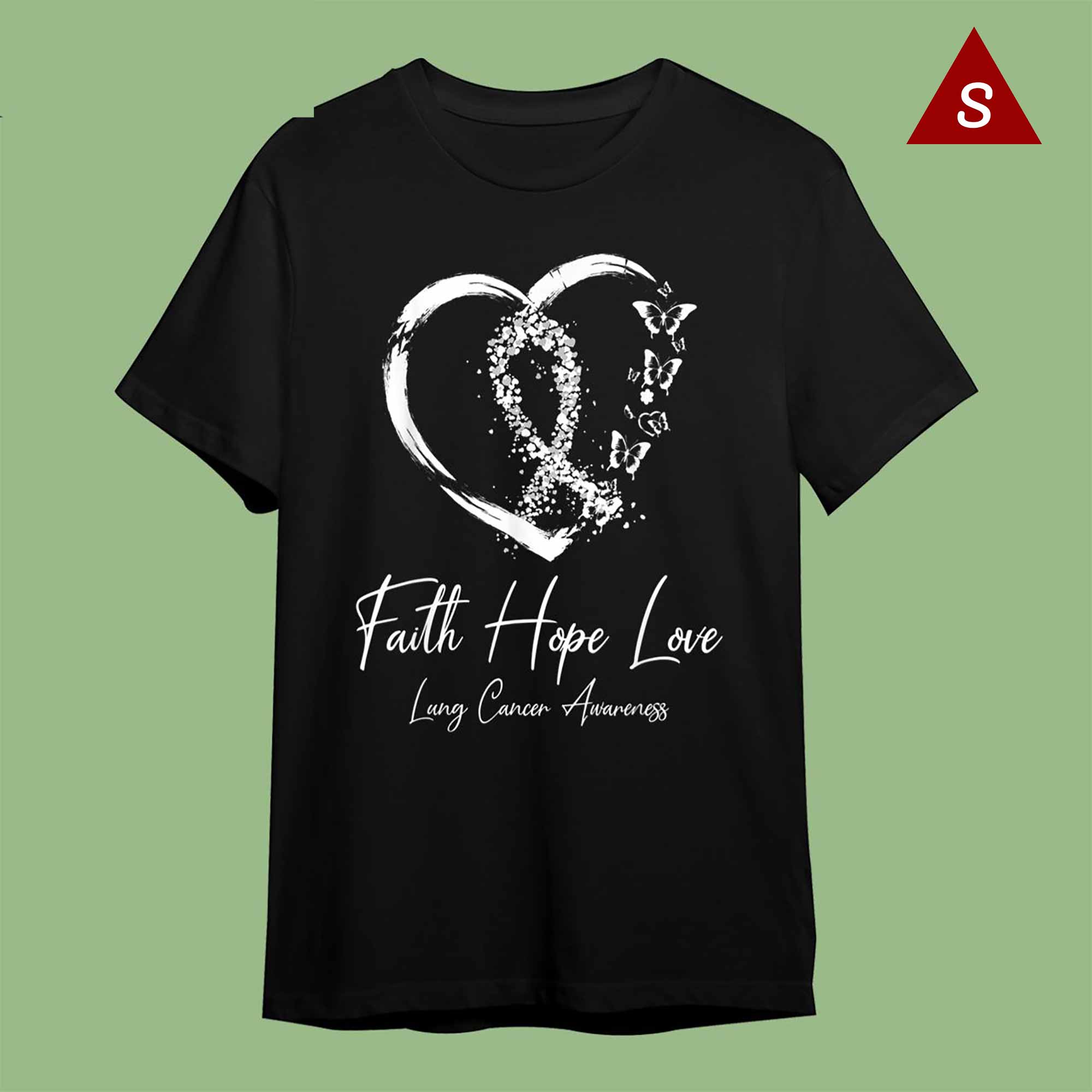 Skitongift Funny Tshirt Breast Cancer Awareness Shirts White Ribbon Faith Hope Love Support Lung Cancer Warrior