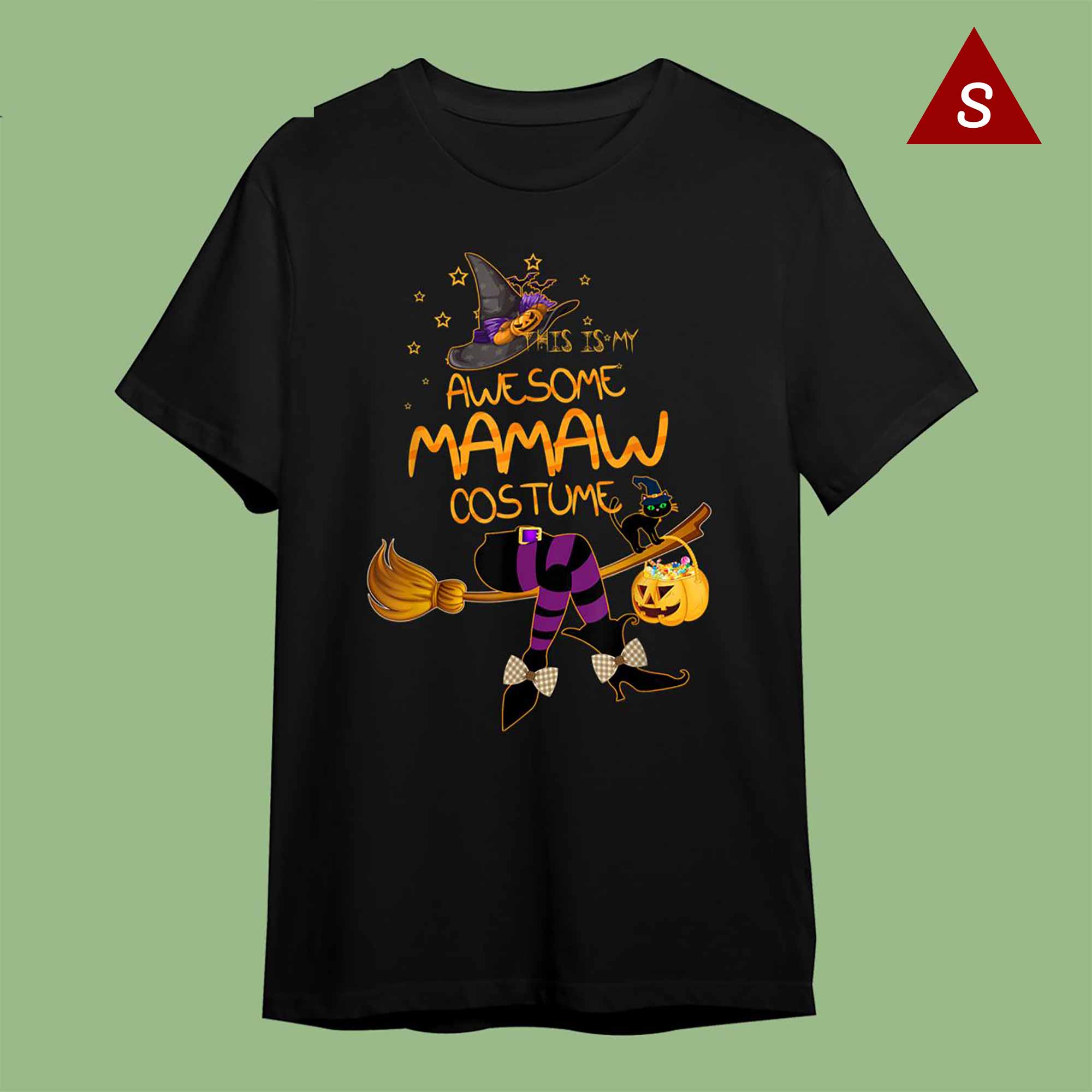 Skitongift Funny Tshirt Funny Halloween Shirts Grandma Witch Costume Halloween This Is My Awesome Mamaw Costume