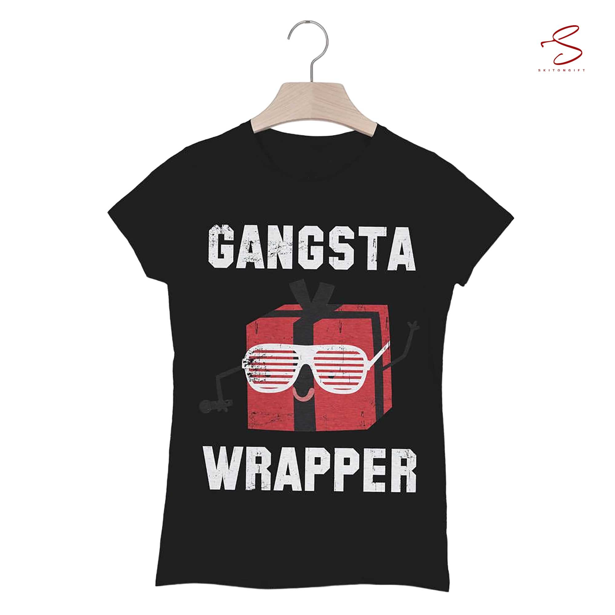 Skitongift Gangsta Wrapper WomenS Christmas Slogan T Shirt Funny Shirts Long Sleeve Tee Hoody Hoodie