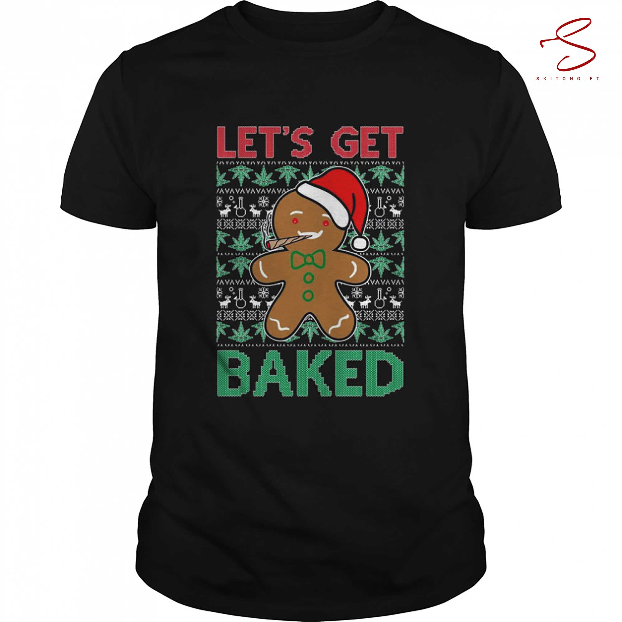 Skitongift Gingerbread Man Lets Get Baked Shirt