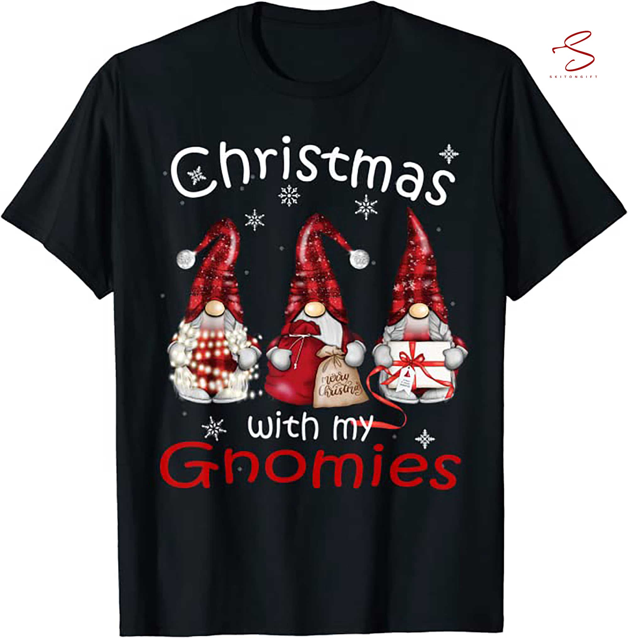 Skitongift Gnome Family Christmas Shirts For Women Men Buffalo Plaid T Shirt