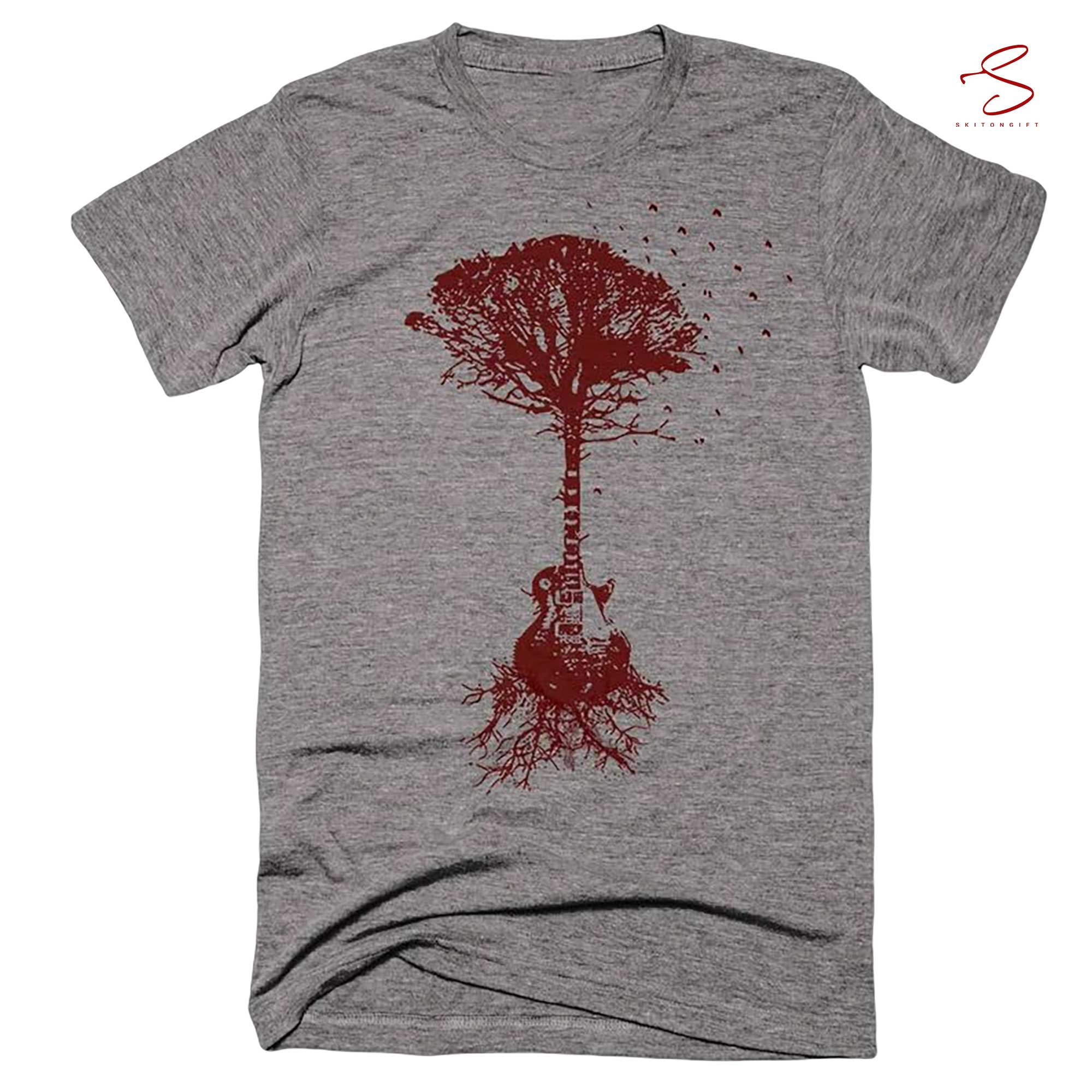 Skitongift Guitar T Shirt Tree Shirt Forest Print Mens Shirts Womens Graphic Tees Gift Funny Shirts Long Sleeve Tee Hoody Hoodie