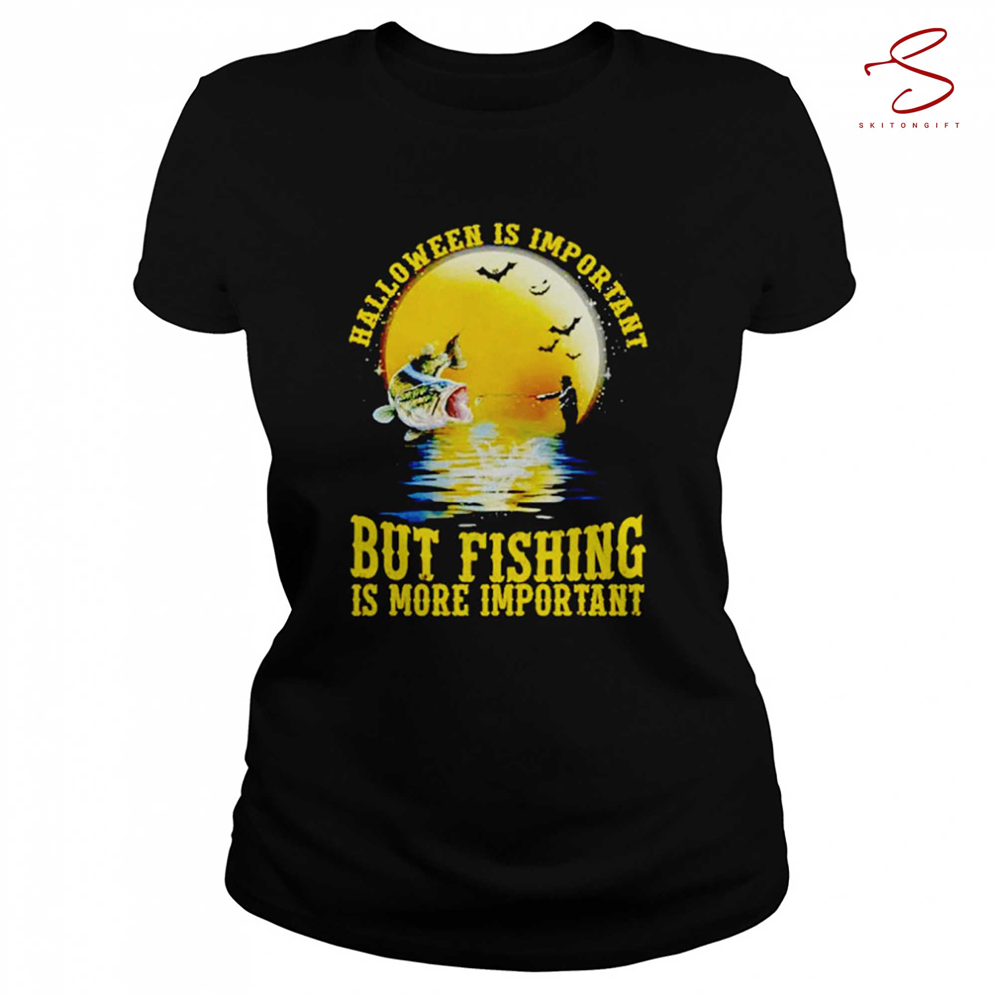 Skitongift Halloween Is Important But Fishing Is More Important Vintage Halloween T Shirt