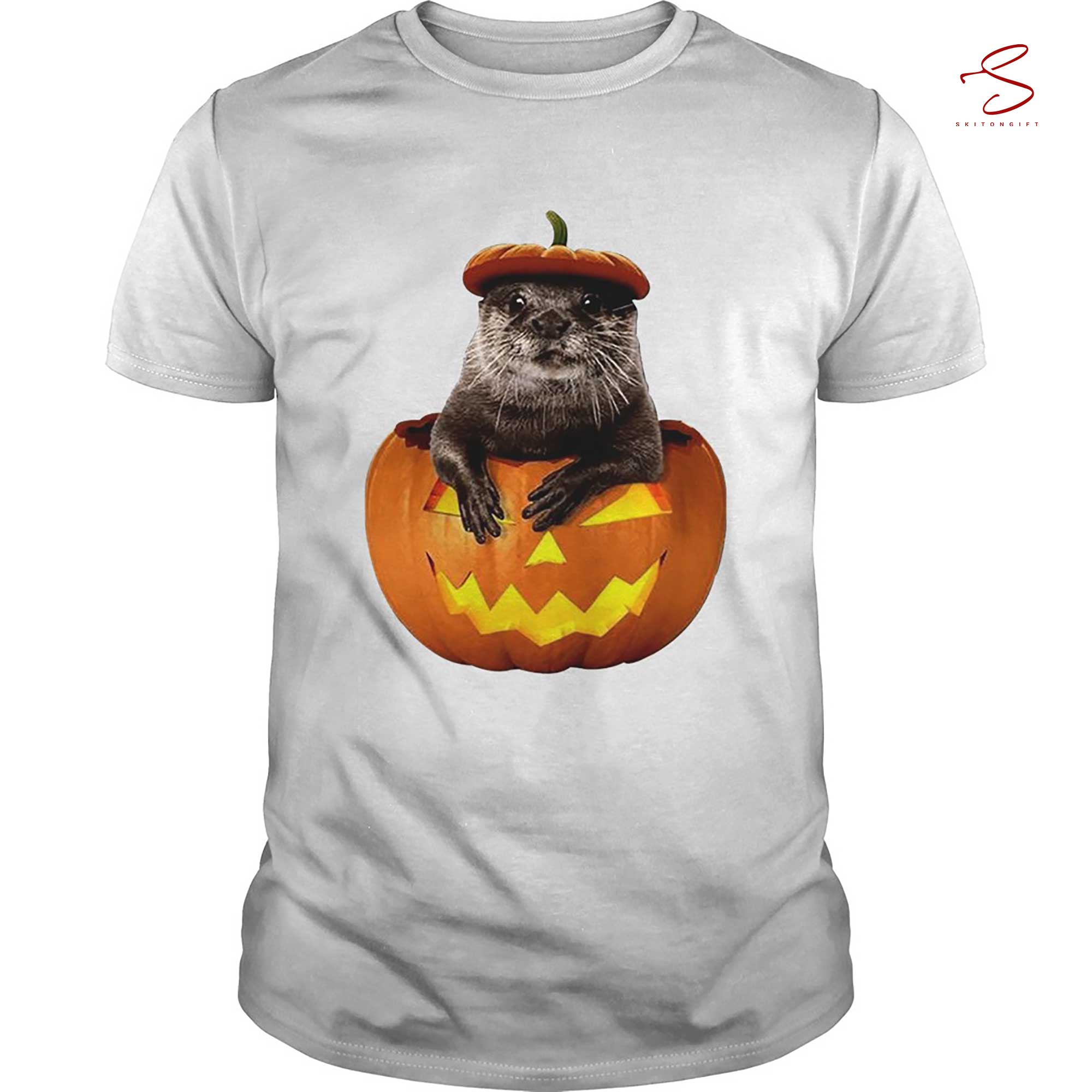 Skitongift Halloween Otter Pumpkin Funny Otter Lover T Shirt