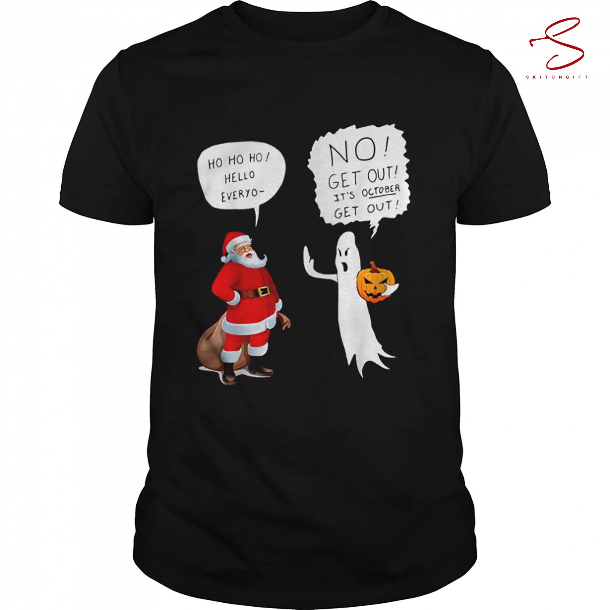 Skitongift Halloween Pumpkin Christmas Santa Shirt