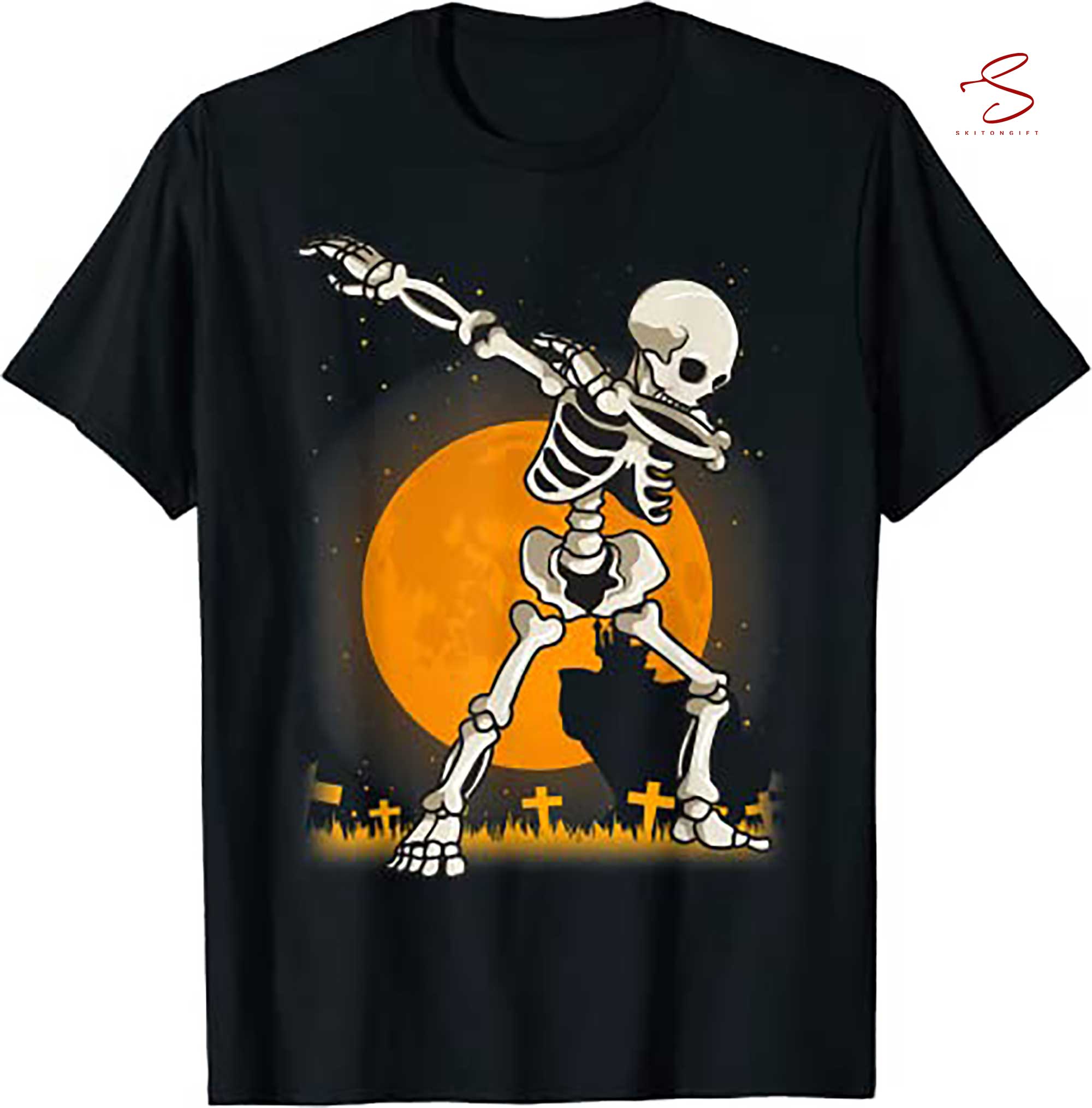 Skitongift Halloween Shirts For Boys Kids Girl Dabbing Skeleton Costume T Shirt