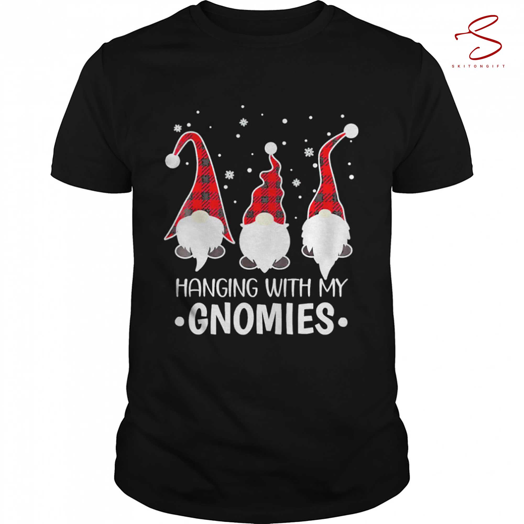 Skitongift Hanging With My Gnomies Buffalo Plaid Christmas Pajama Tee Shirts