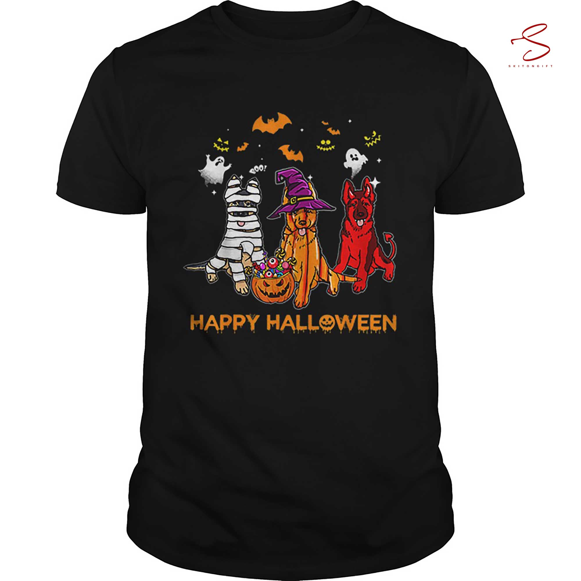 Skitongift Happy Halloween Pumpkin Mummy T Shirt