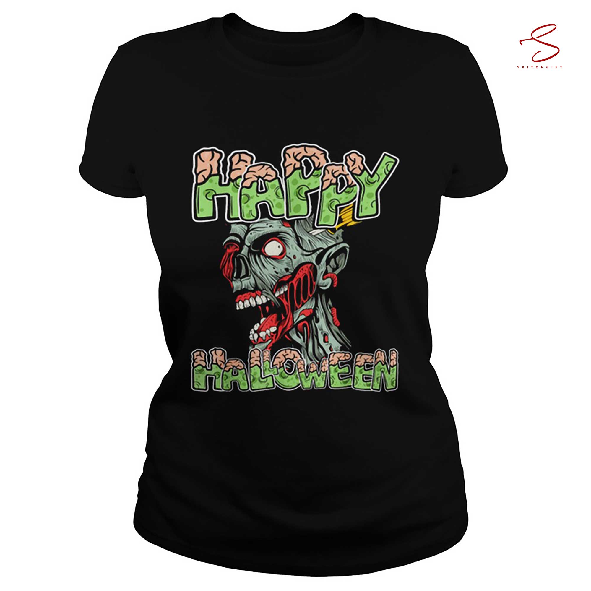 Skitongift Happy Halloween Zombie Cartoon Funny T Shirt