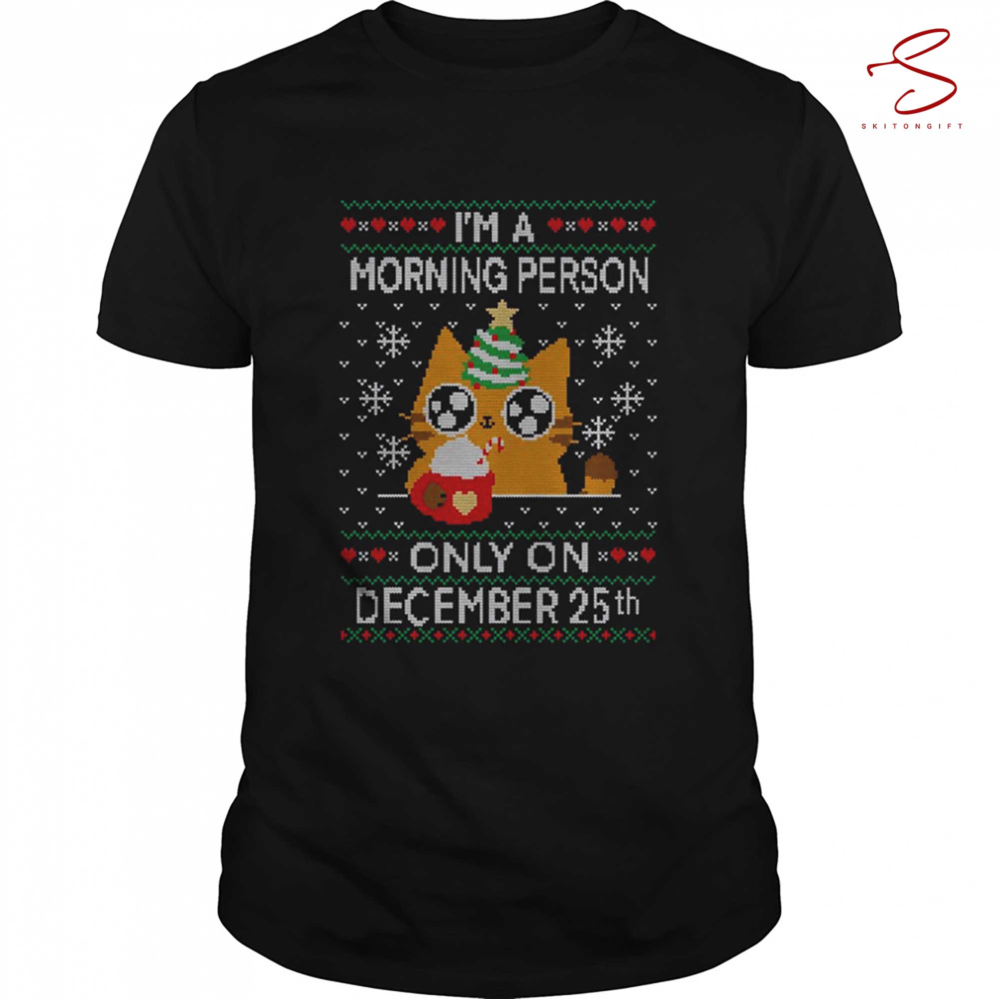 Skitongift Happy Xmas Morning Knit Pattern Shirt