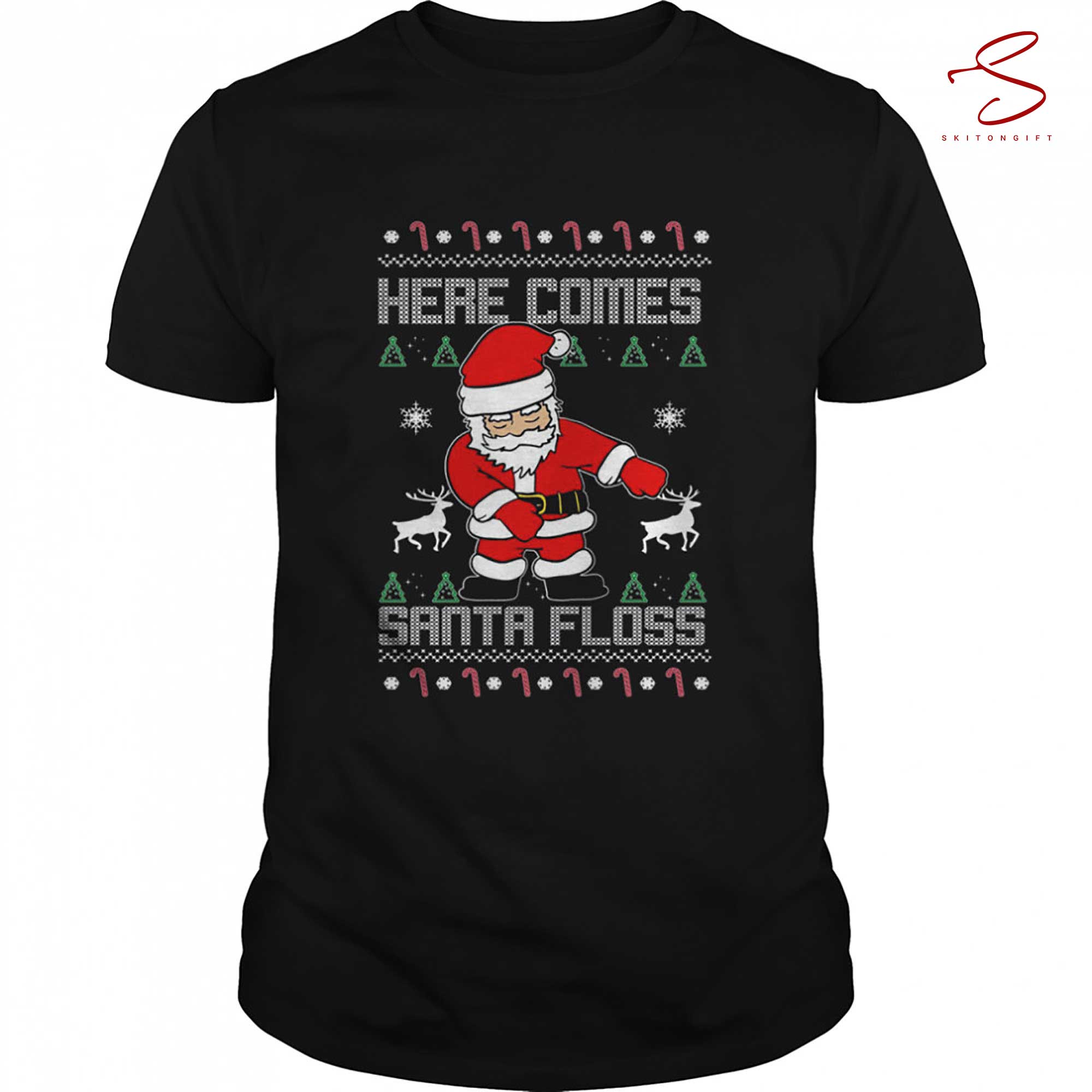 Skitongift Here Comes Santa Floss Shirt