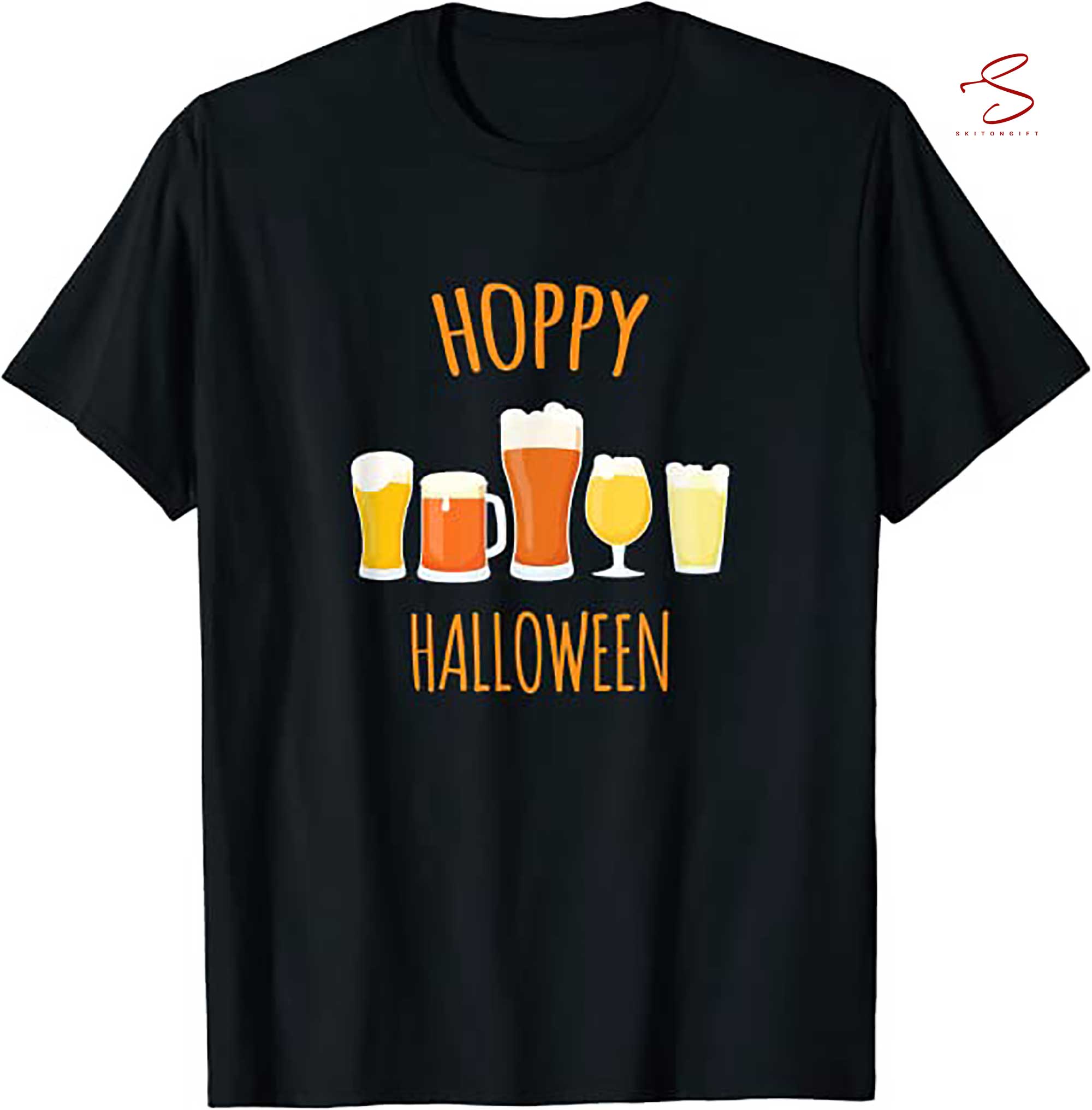 Skitongift Hoppy Halloween   Funny Halloween Beer Drinking T Shirt