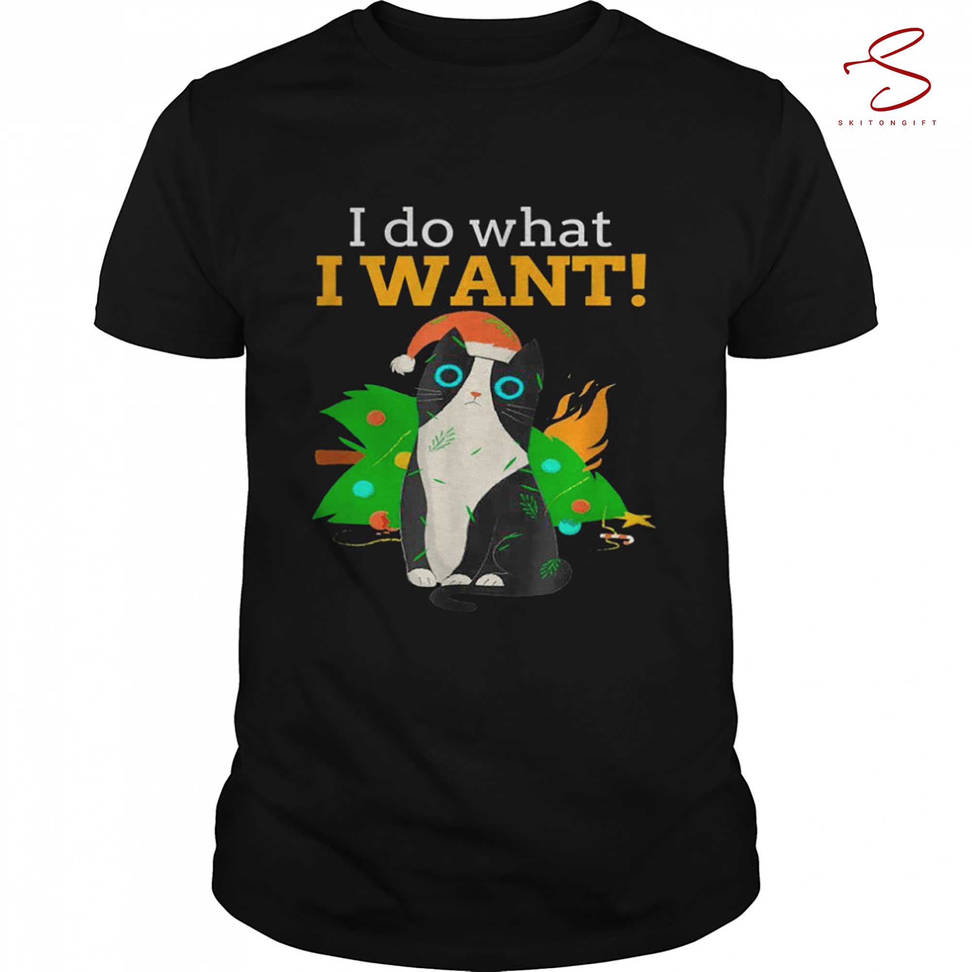 Skitongift I Do What I Want Cat Christmas Shirt