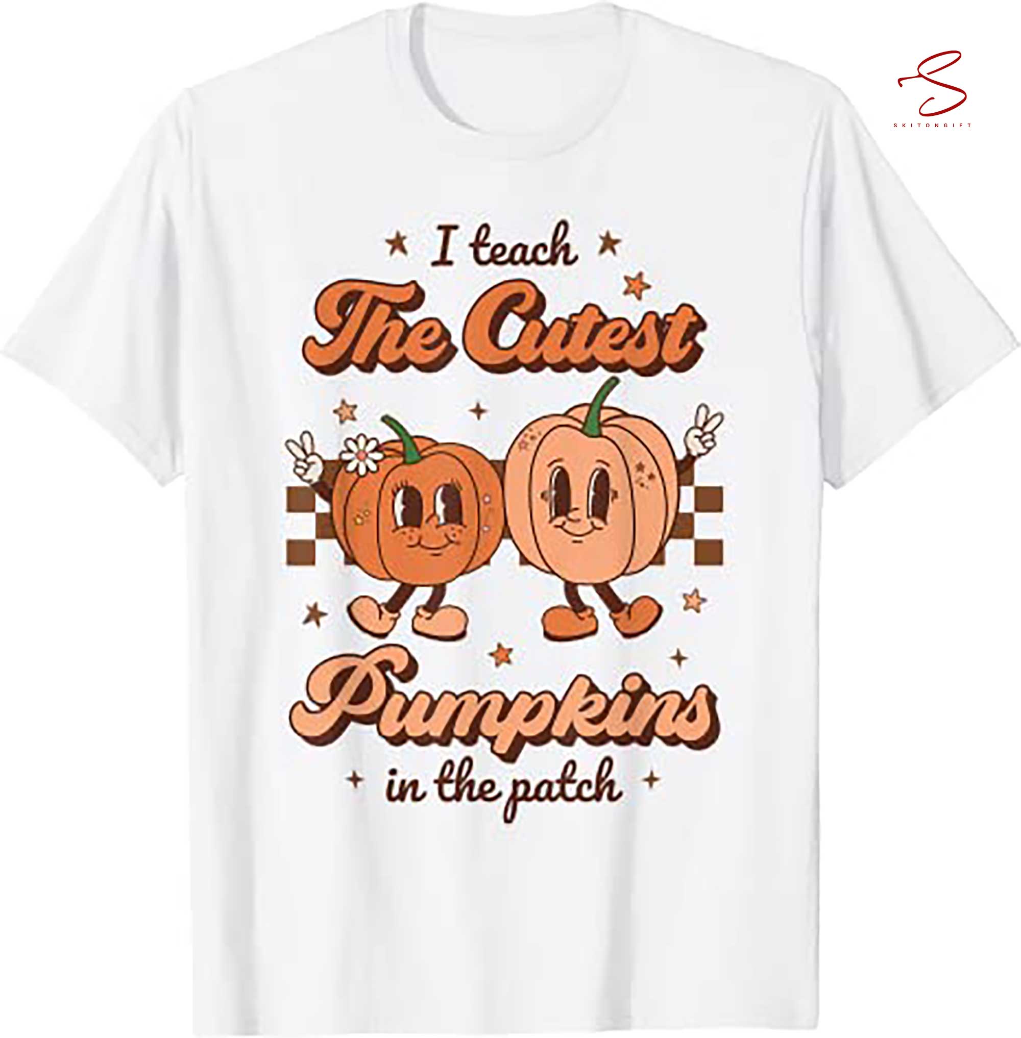 Skitongift I Teach The Cutest Pumpkins Retro Teacher Fall T Shirt