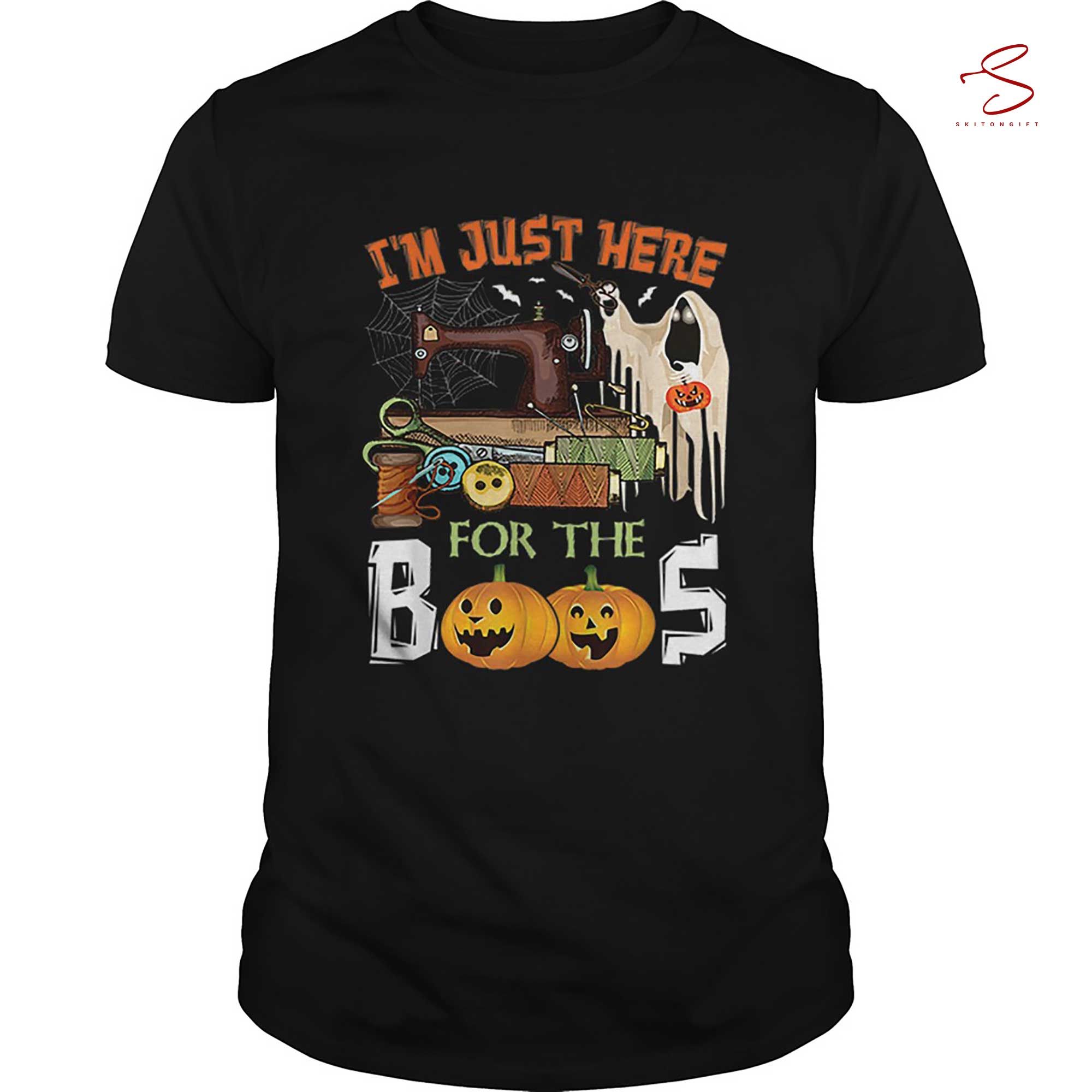 Skitongift I'm Just Here For The Boos Halloween Quilting T Shirt