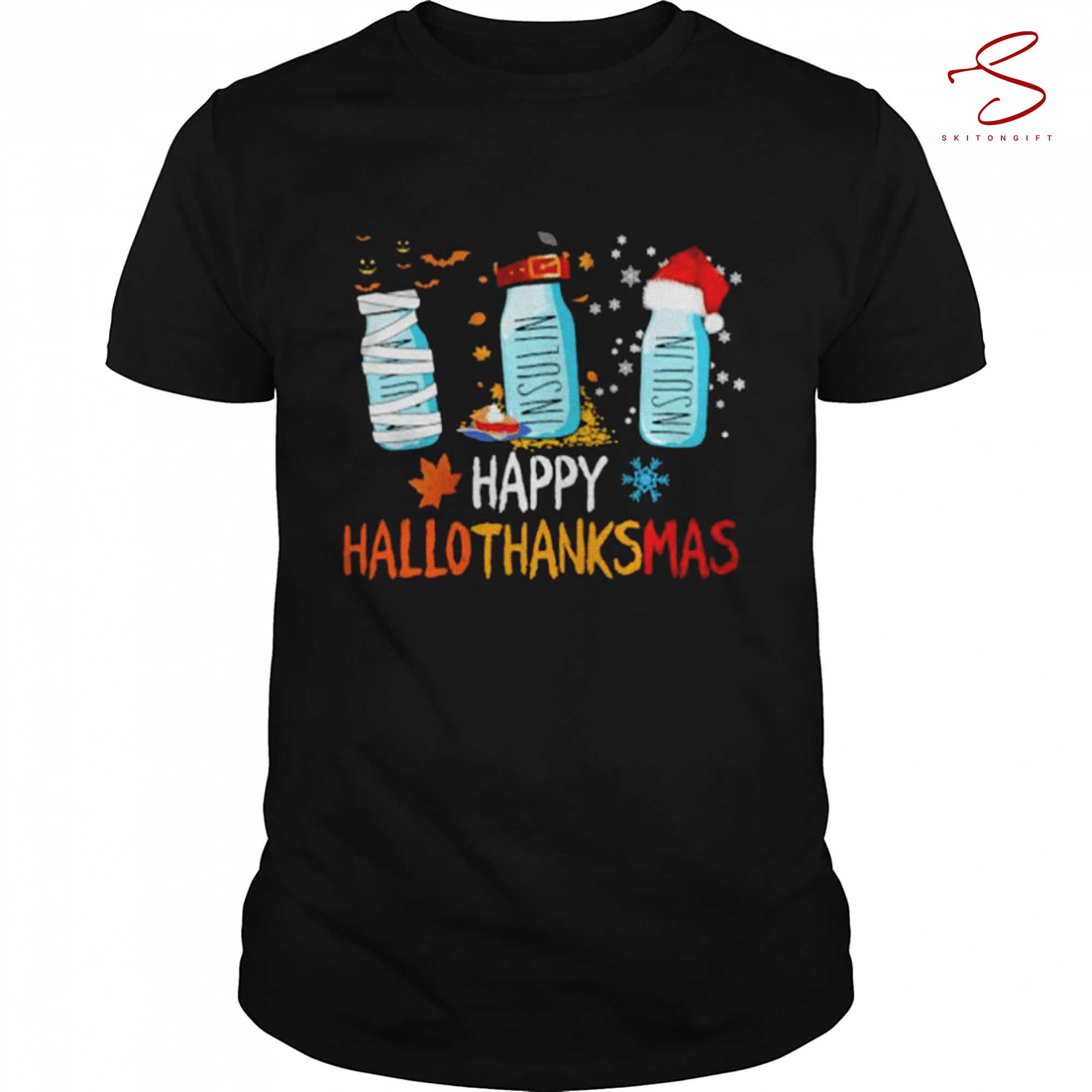 Skitongift Insulin Happy Hallothanksmas Christmas Shirt