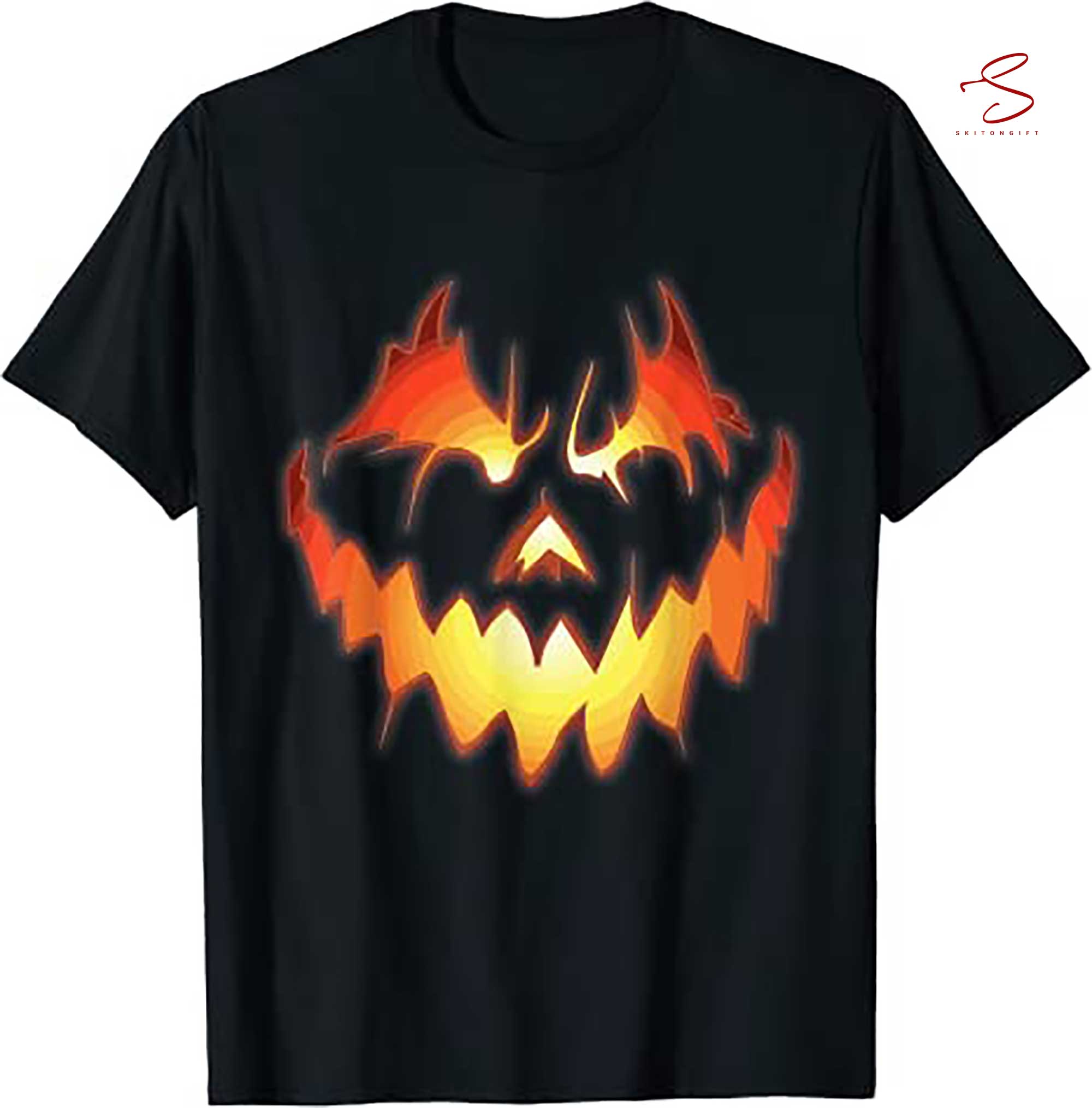 Skitongift Jack O Lantern Scary Pumpkin Face Funny Halloween T Shirt