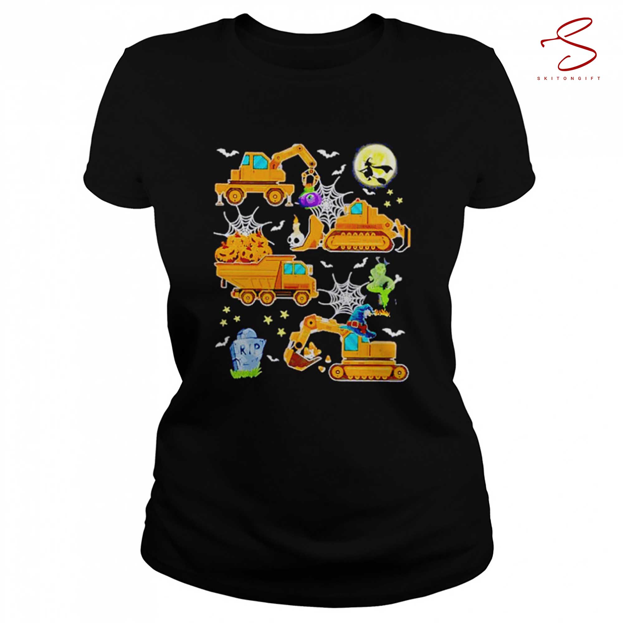 Skitongift Kids Construction Vehicle Halloween T Shirt