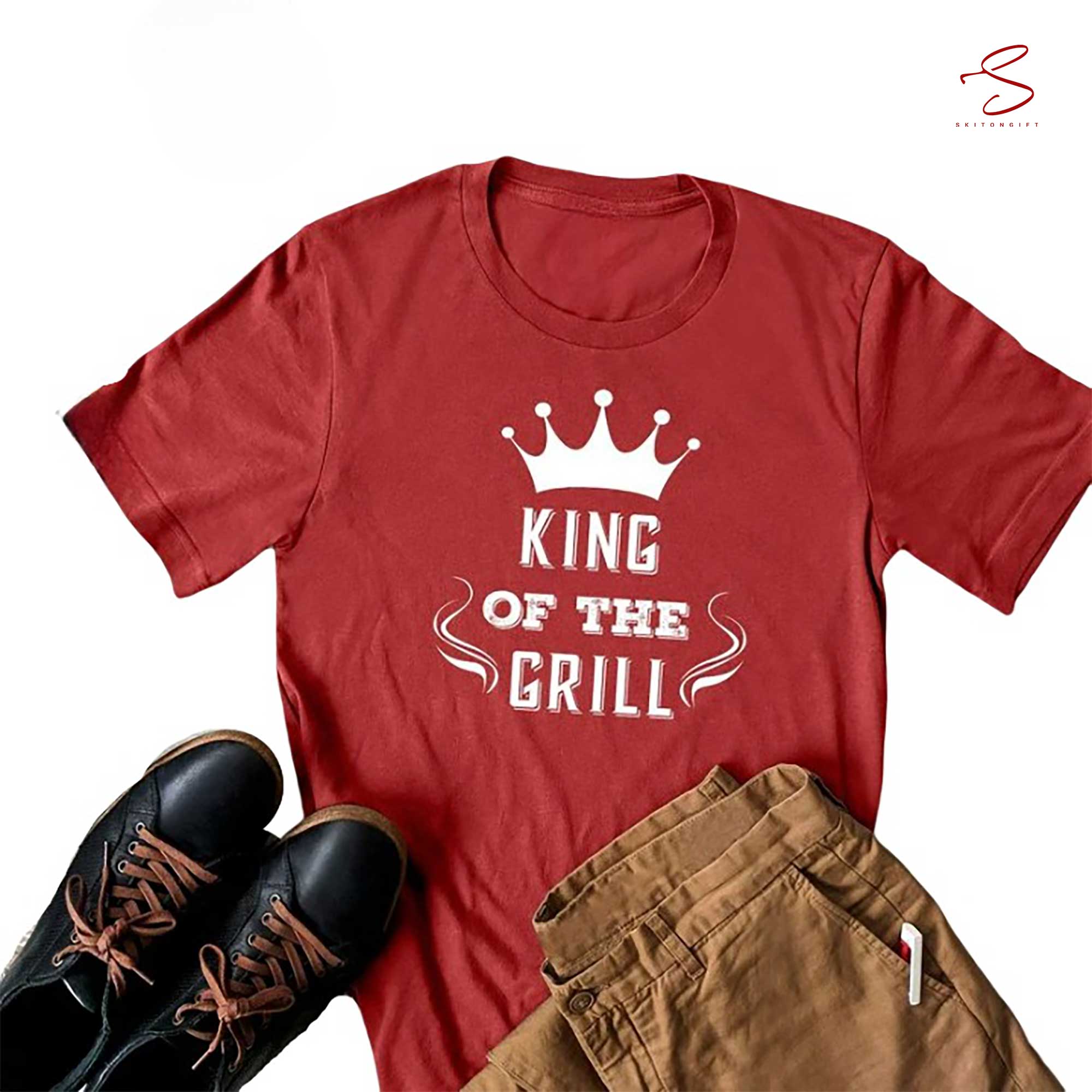 Skitongift King Of The Grill Tshirt For Men Bbq Cooking Gift For Dad Grilling Gift Funny Shirts Long Sleeve Tee Hoody Hoodie