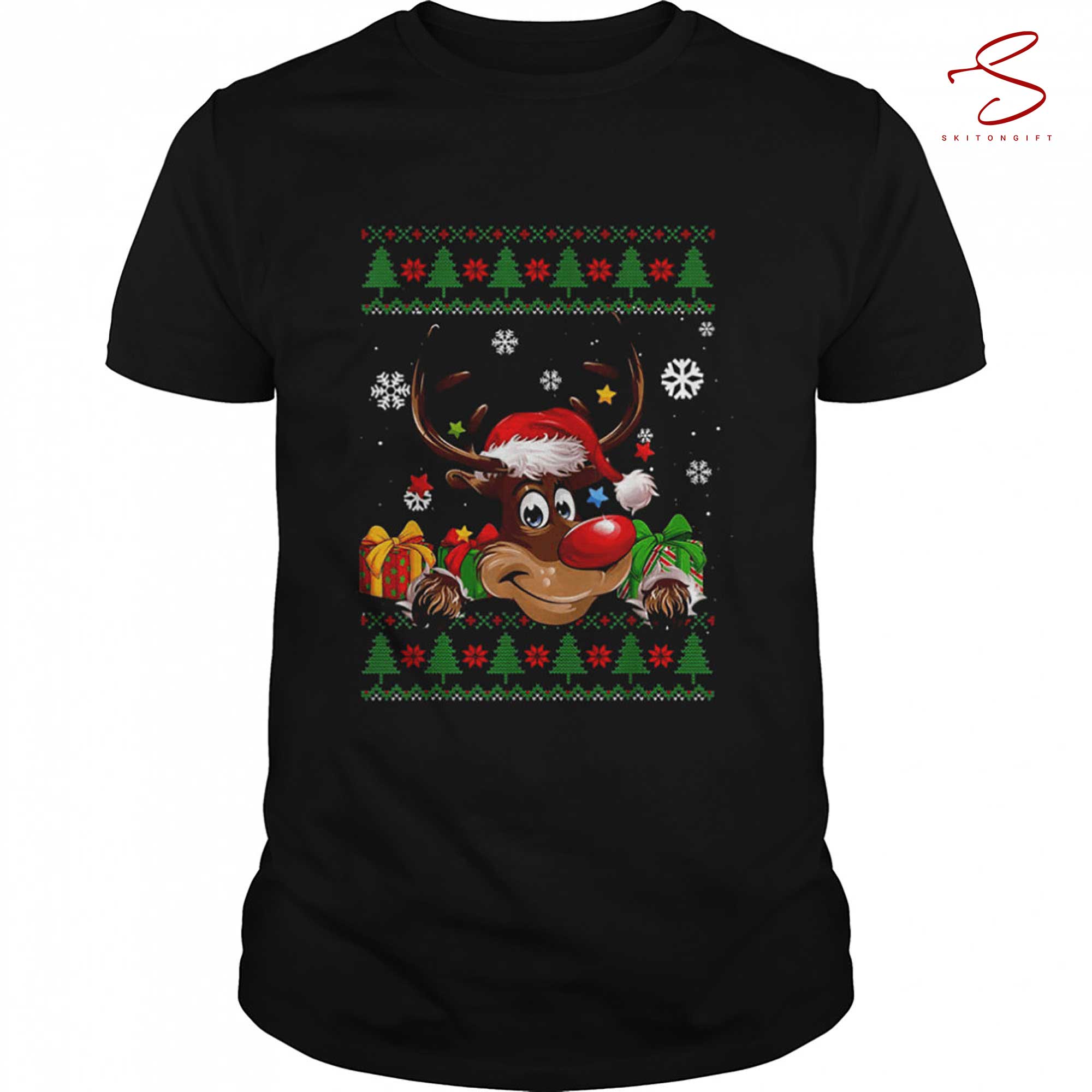 Skitongift Lovers Santa Hat Ugly Christmas T Shirt