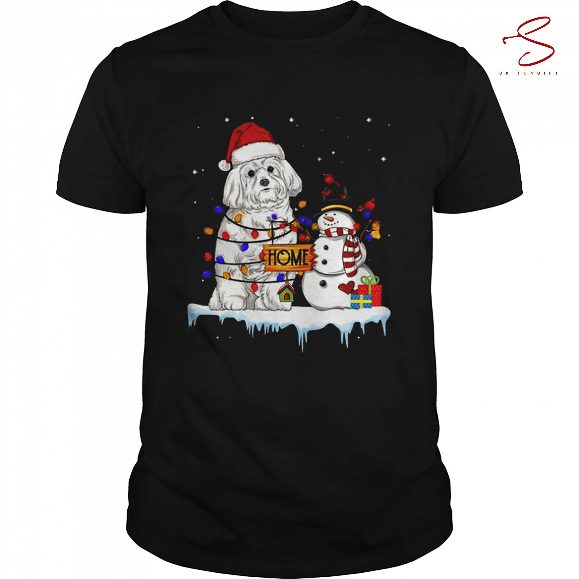 Skitongift Maltese Dog Christmas Snowman Shirt