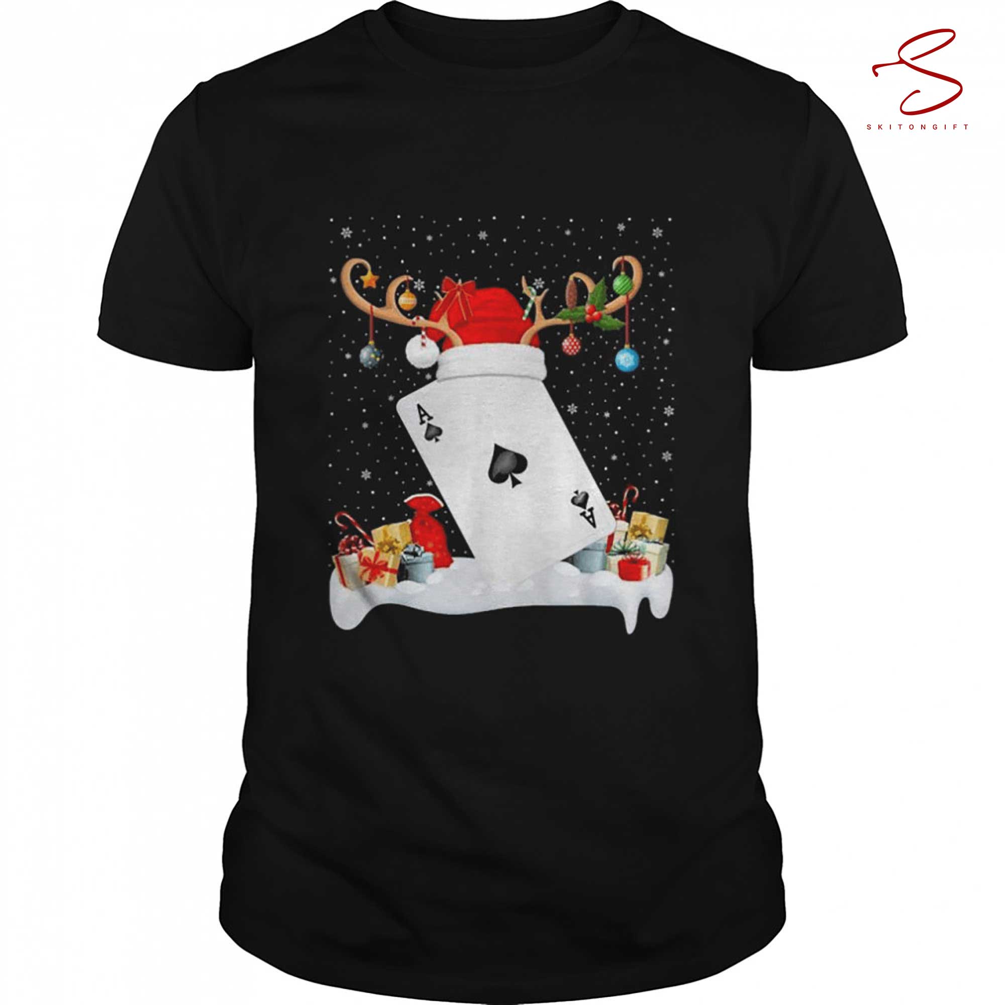 Skitongift Mas Lighting Santa Hat Christmas Shirt