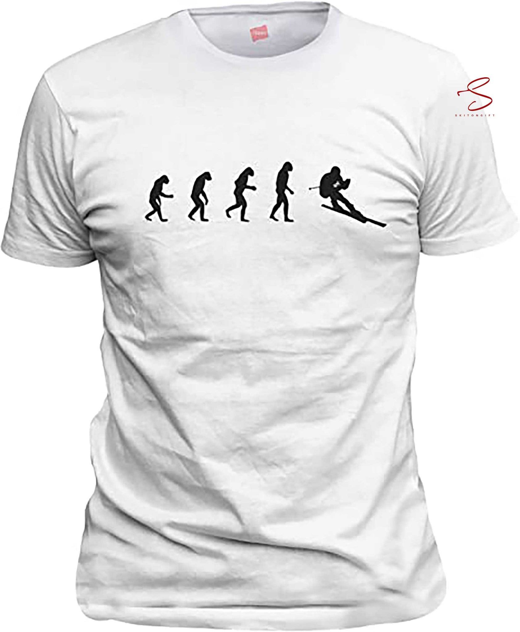 Skitongift MenS Evolution Of Man To Skier T Shirt
