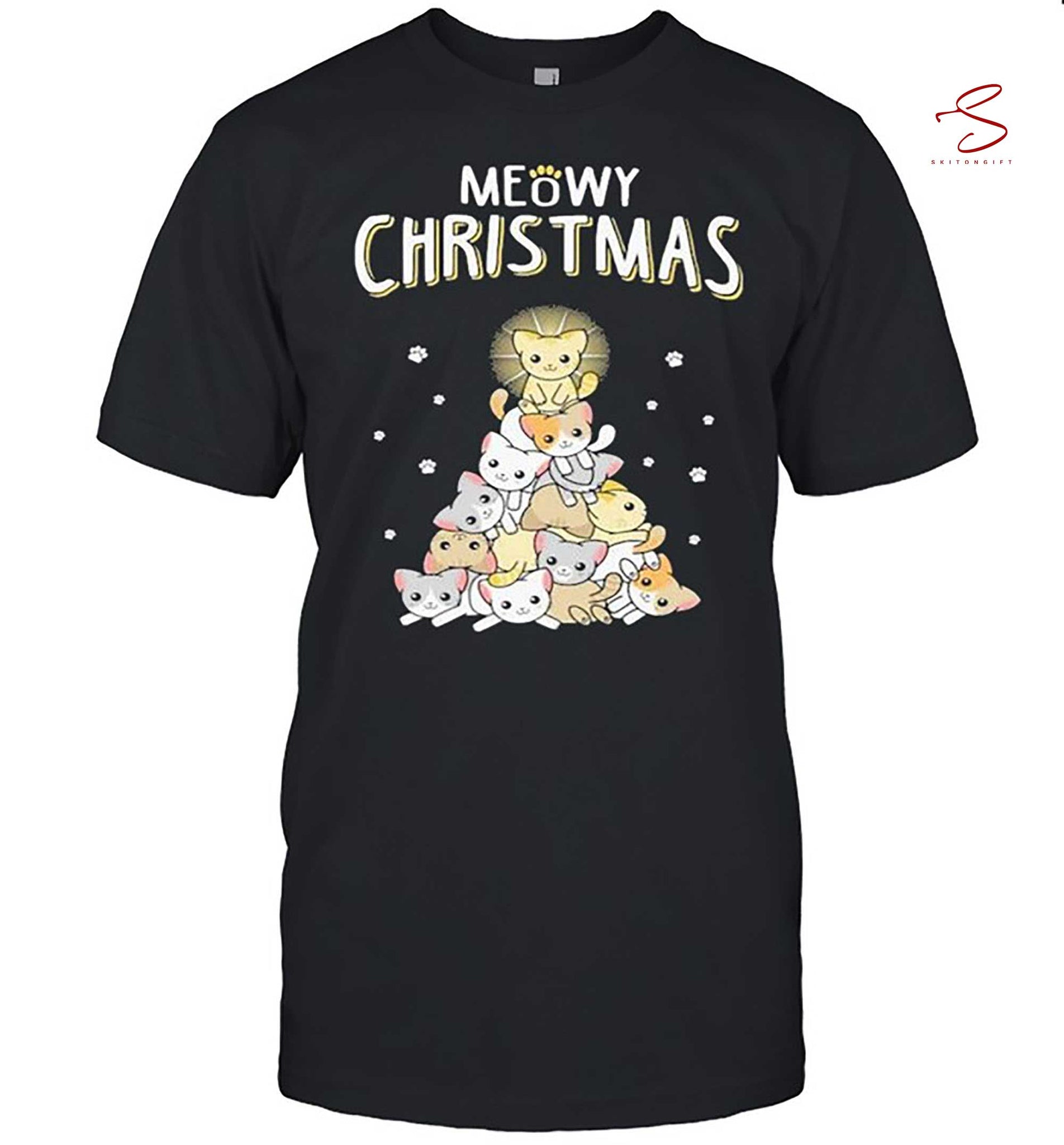 Skitongift Meowy Merry Christmas Shirt
