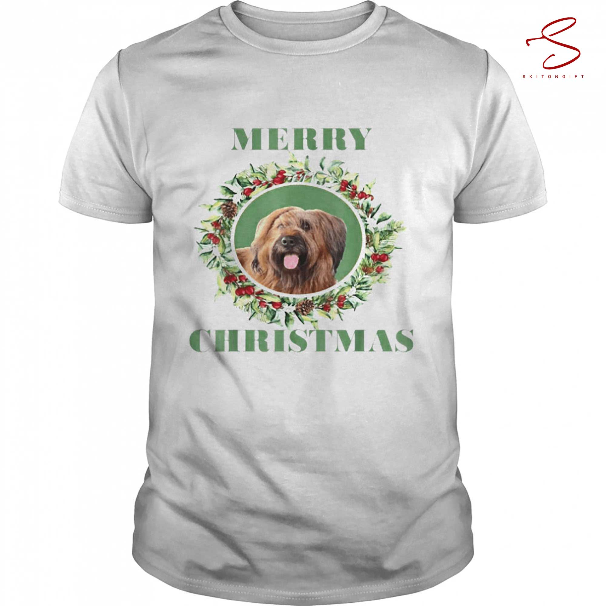 Skitongift Merry Christmas Briard T Shirt