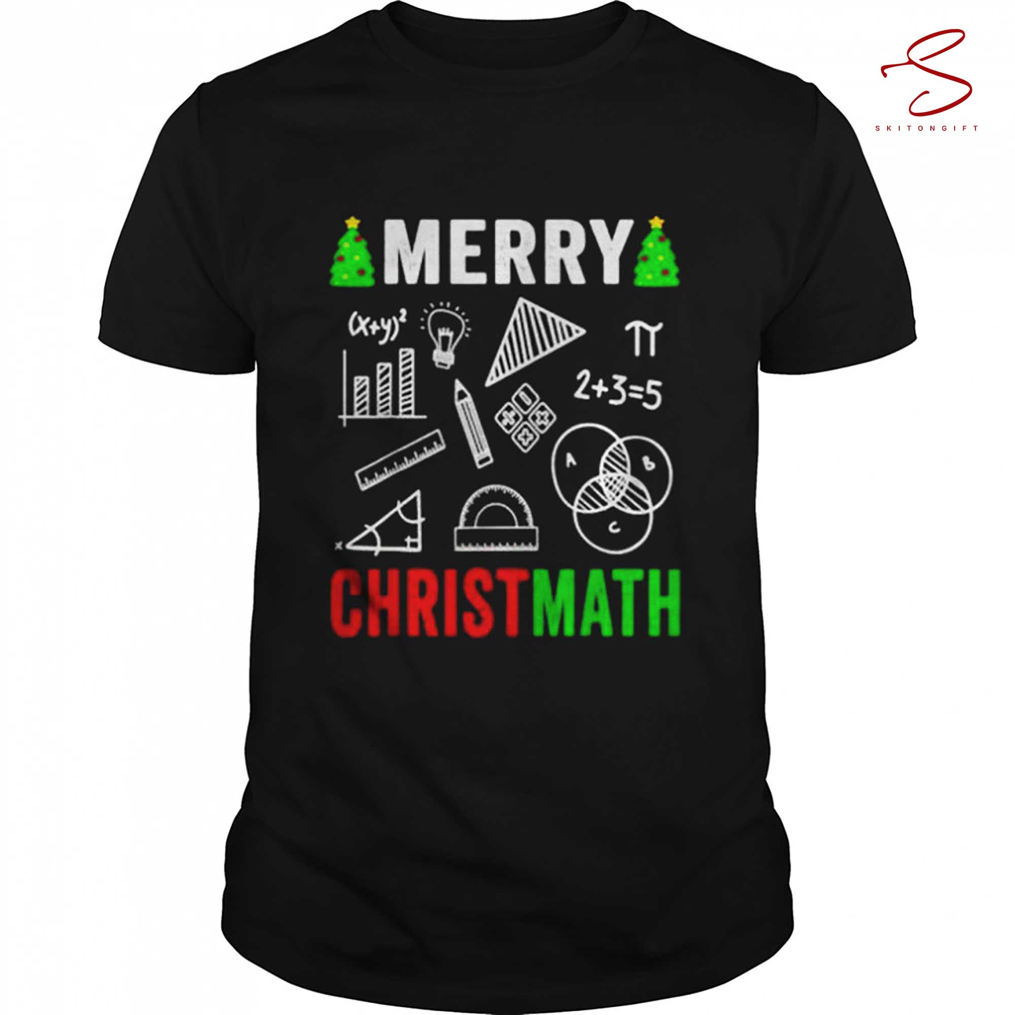 Skitongift Merry Christmas Math Teacher Shirt