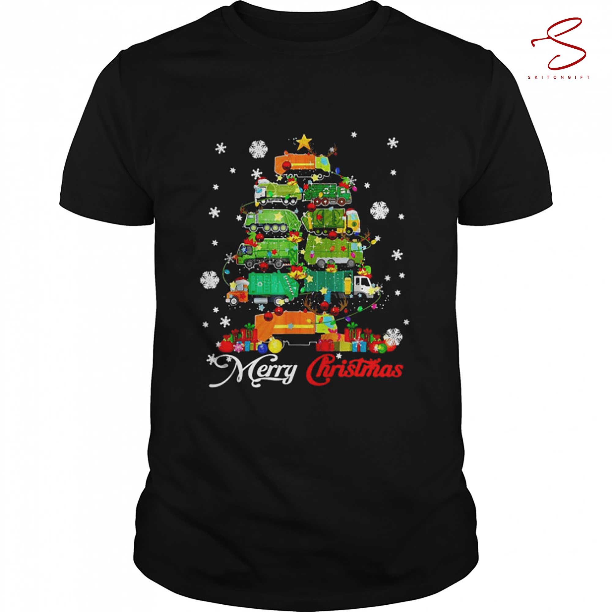 Skitongift Merry Christmas Santa Elf Truck Xmas T Shirt