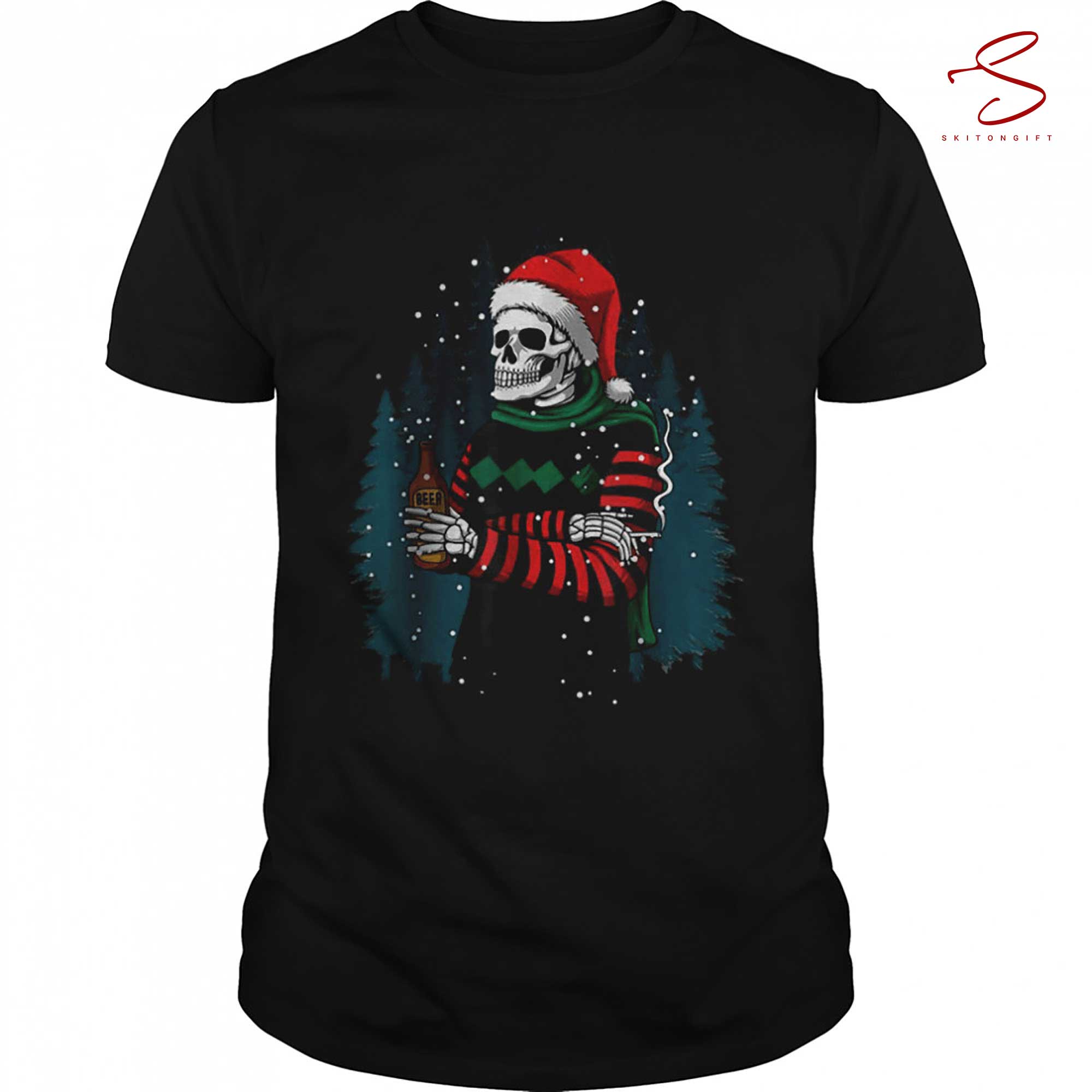 Skitongift Merry Christmas Skull Family Xmas T Shirt
