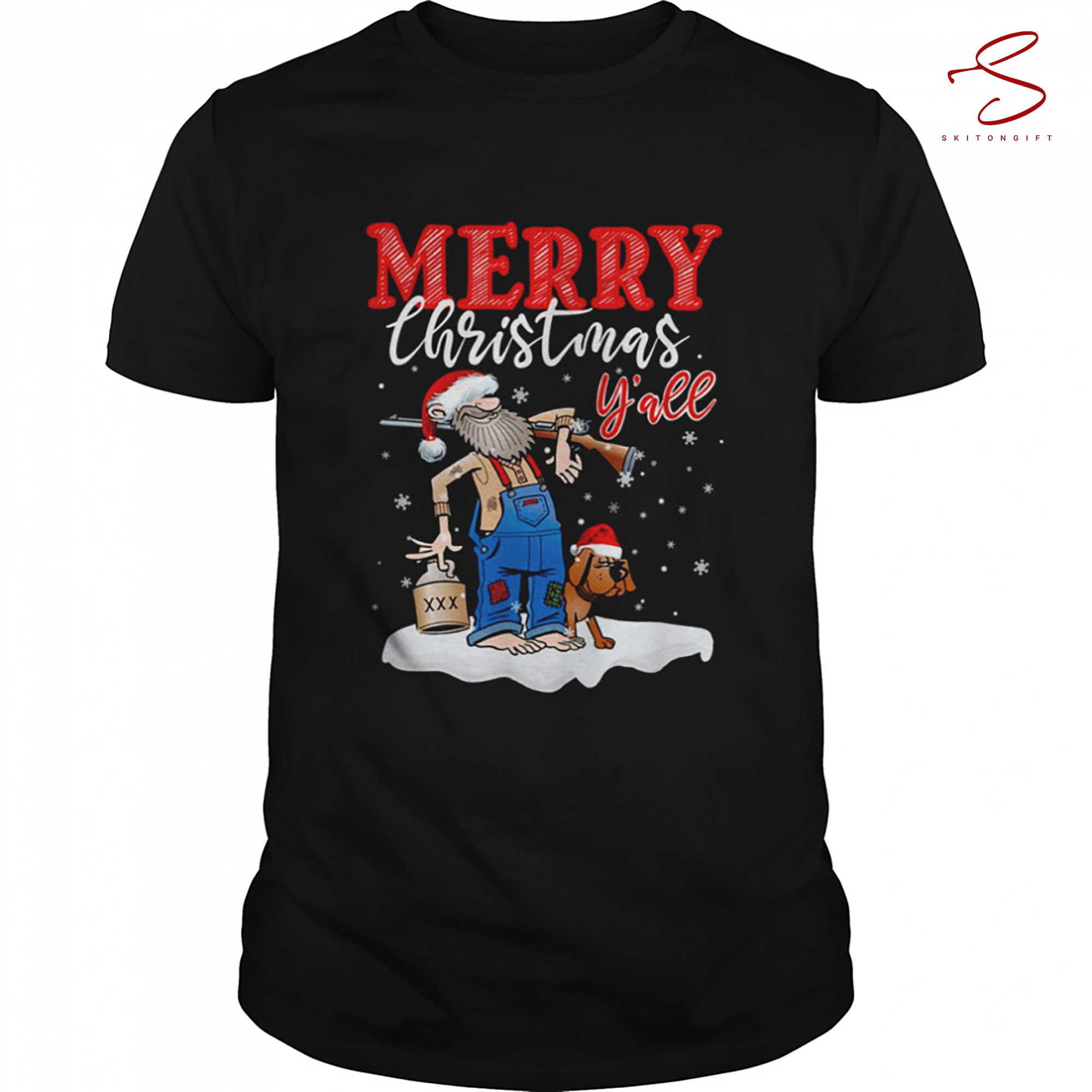 Skitongift Merry Christmas Y All Santa And His Dog Shirt