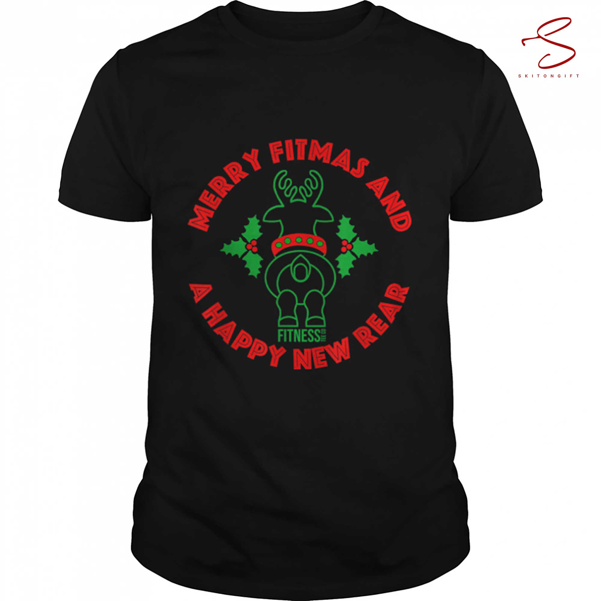 Skitongift Merry Fitmas And A Happy New Rear Funny Dear Lover Xmas T Shirt