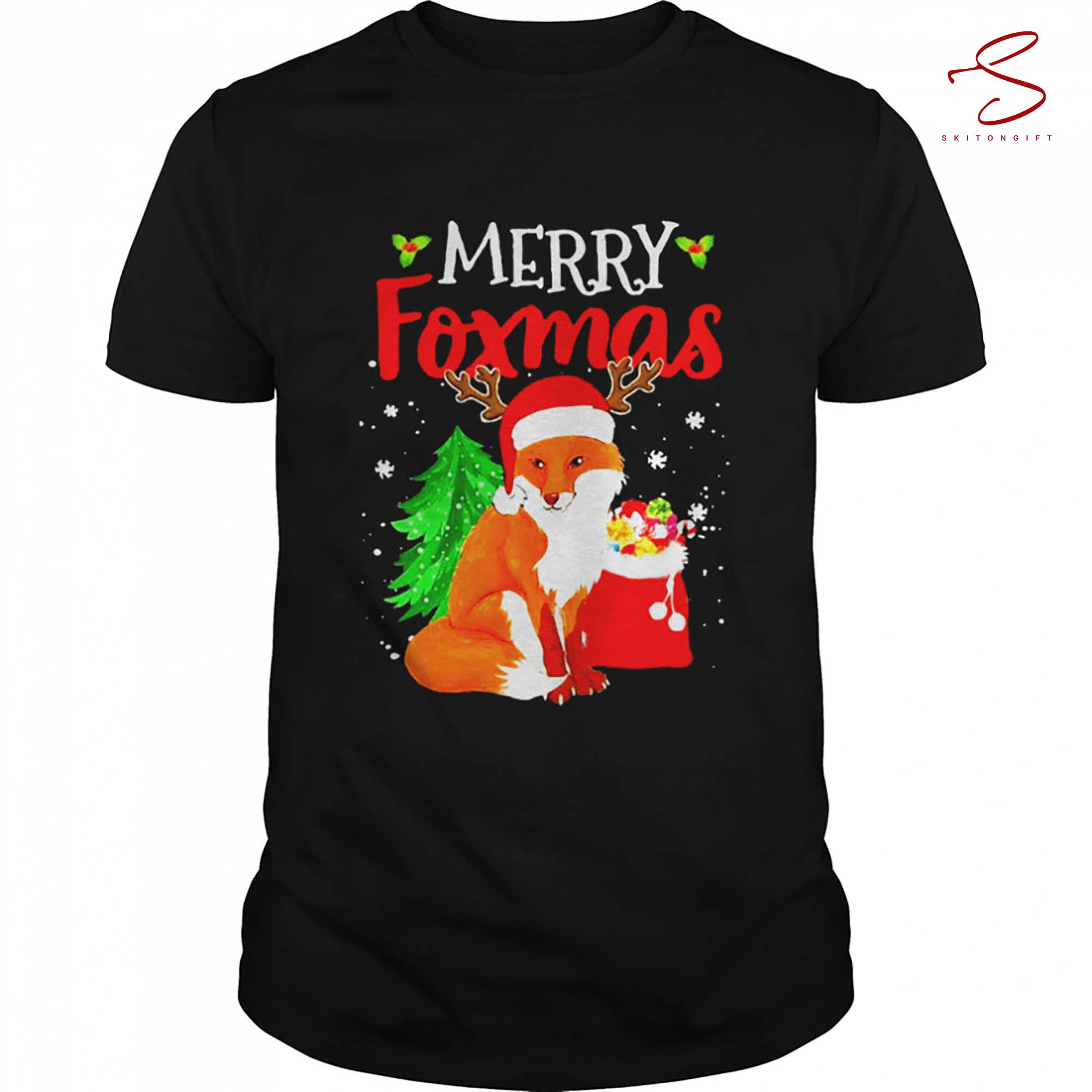 Skitongift Merry Foxmas Dog Lovers Christmas Sweater Shirt
