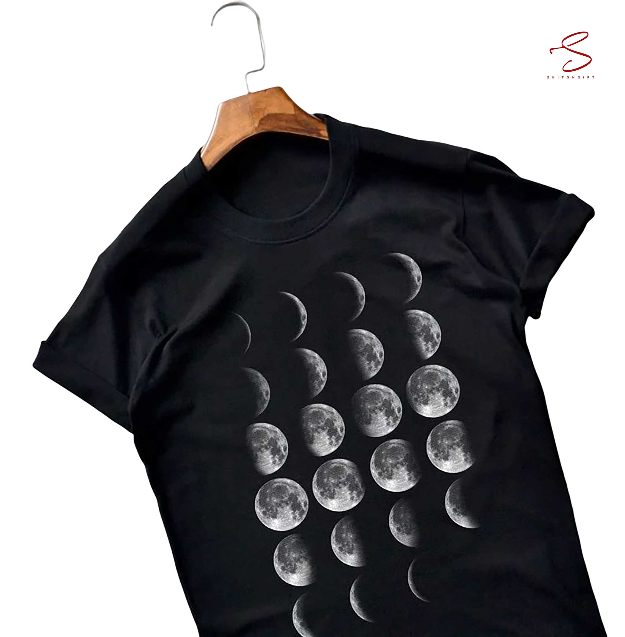 Skitongift Moon Phase T Shirts Moon T Shirt Full Moon Top Funny Shirts Long Sleeve Tee Hoody Hoodie